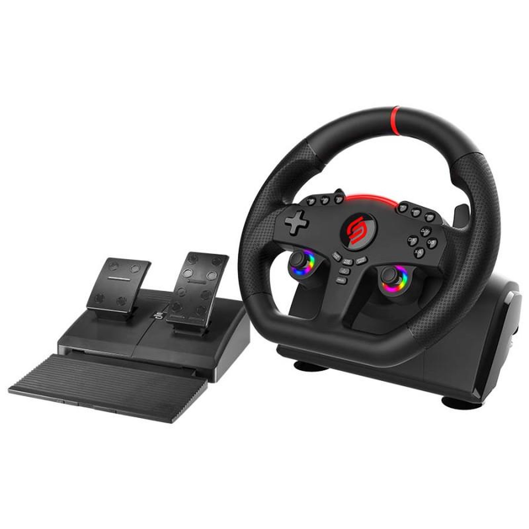 Subsonic Subsonic Volant Superdrive 270 GT - Volant de Course LED double sticks, rotation 270 , avec pédales et palettes au volant. Pour Switch 2 / Switch, PS4, PC et Xbox - Noir