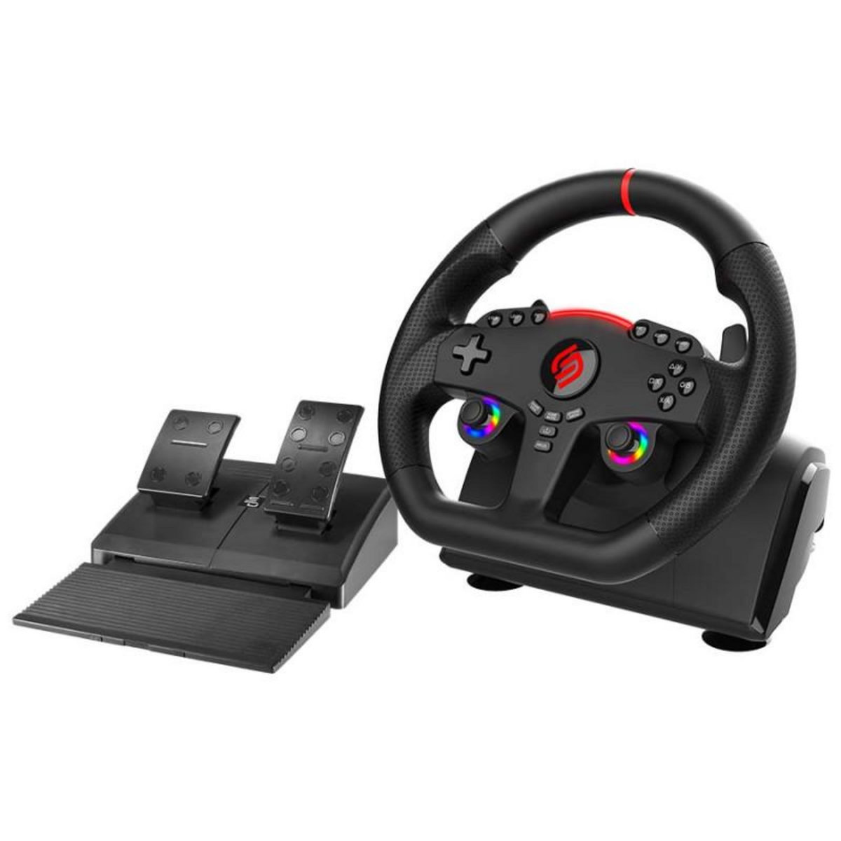 Subsonic Subsonic ? Volant Superdrive 270 GT - Volant de Course LED double sticks, rotation 270 , avec pédales et palettes au volant. Pour Switch 2 / Switch, PS4, PC et Xbox - Noir