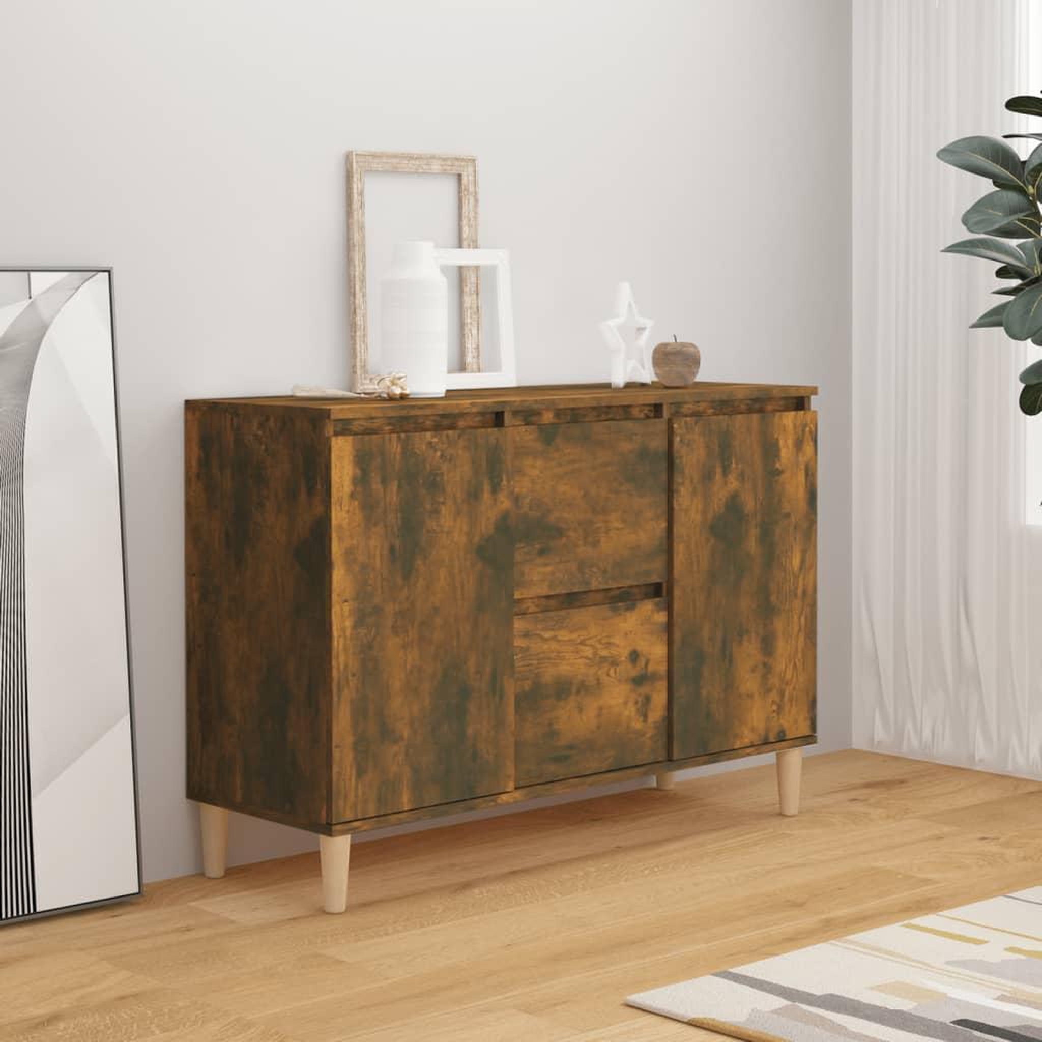 Voir la diapositive 1 : VIDAXL Buffet Chene fume 101x35x70 cm Bois d'ingenierie