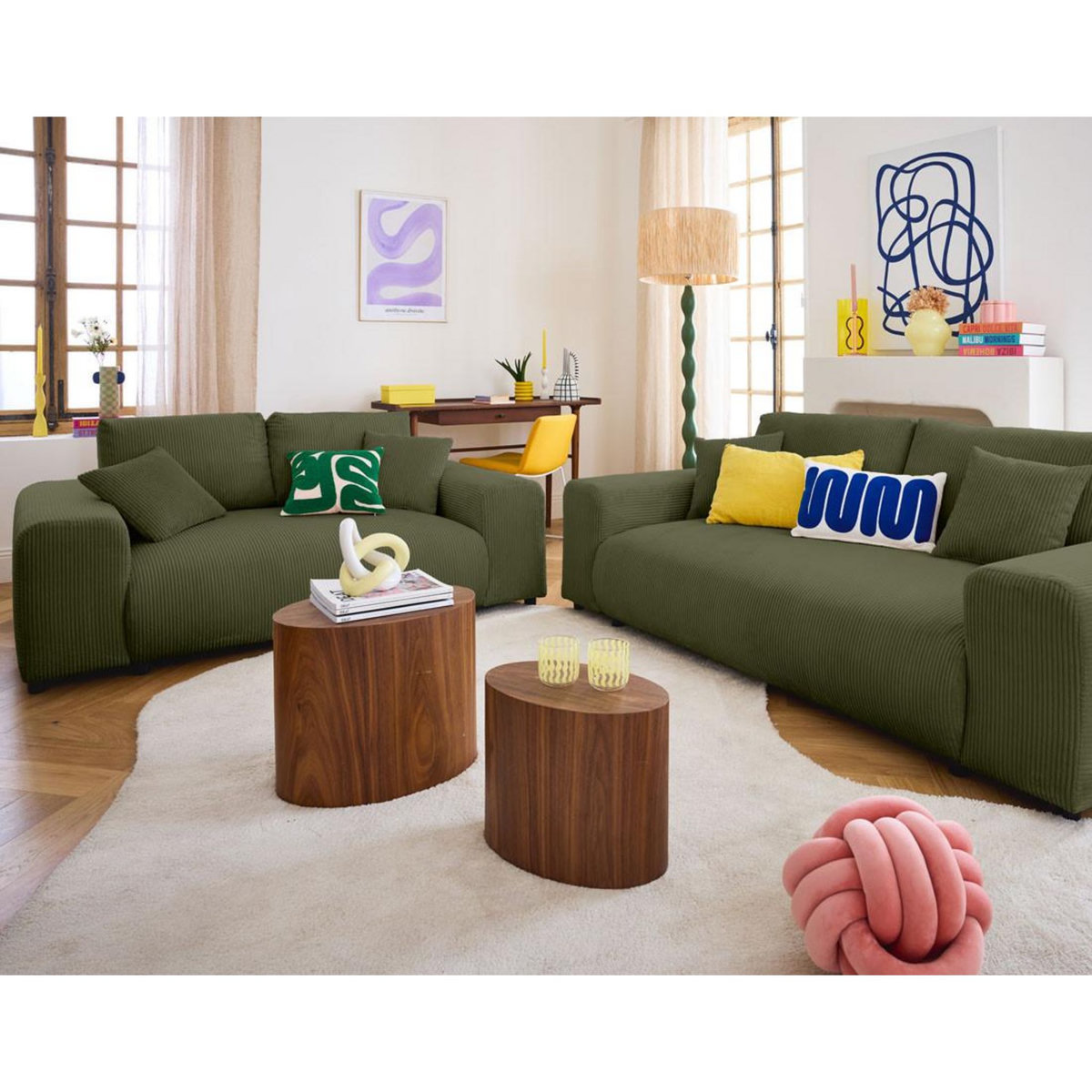 LISA DESIGN Garance - canapé droit 2 places - en velours côtelé