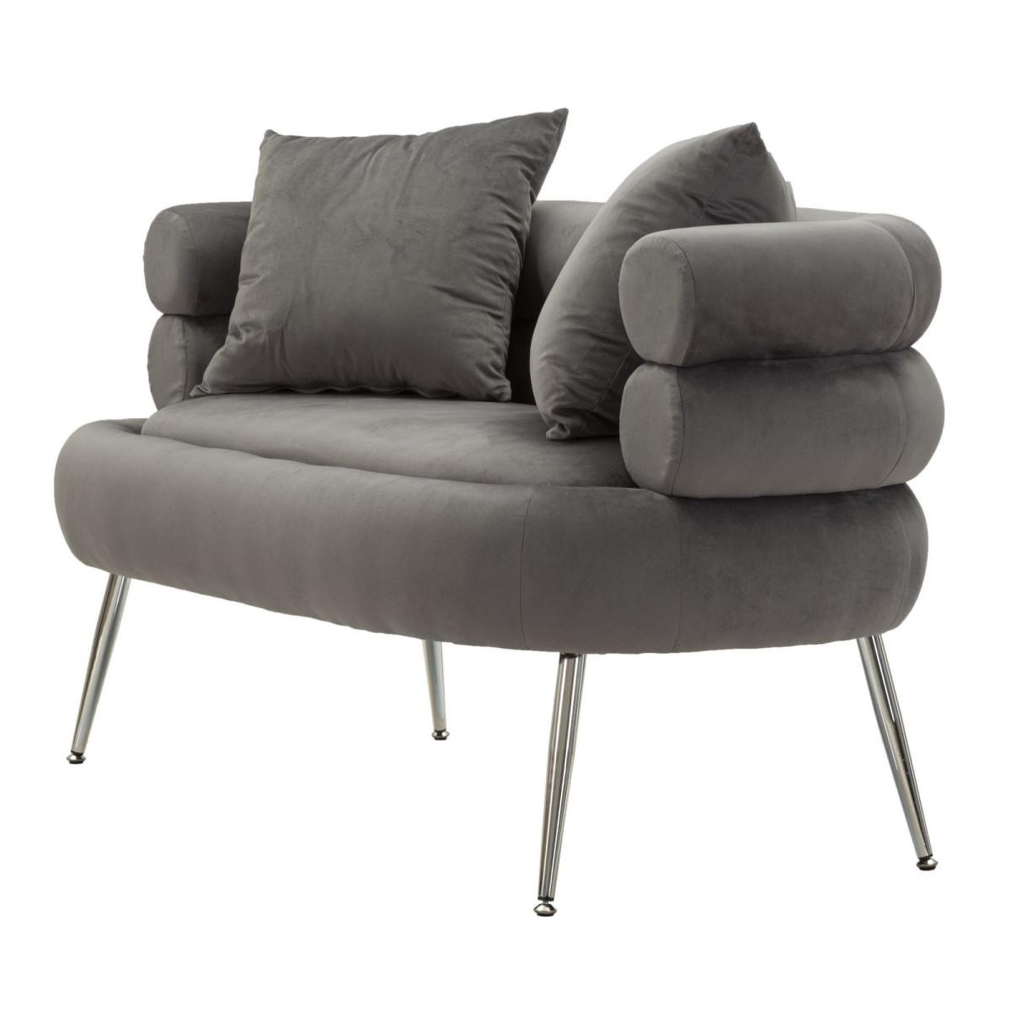 Voir la diapositive 3 : Paris Prix Canapé 2 places imitation fourrure  soffy+  133cm gris