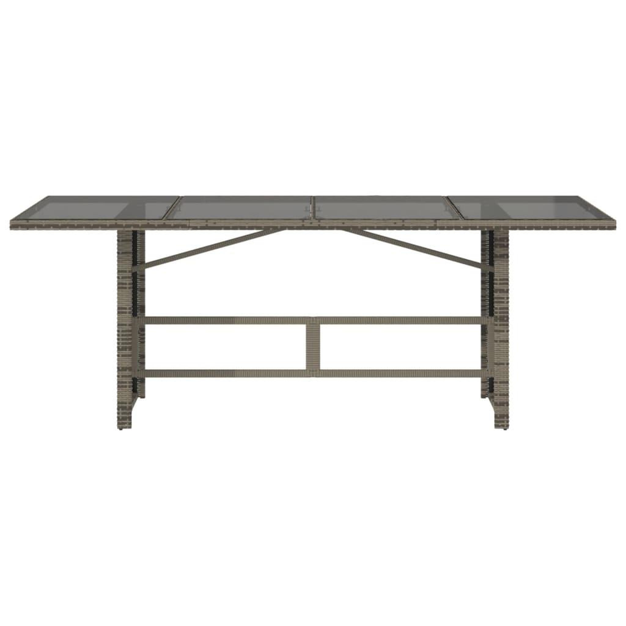 Voir la diapositive 4 : VIDAXL Table de jardin avec dessus en verre gris resine tressee