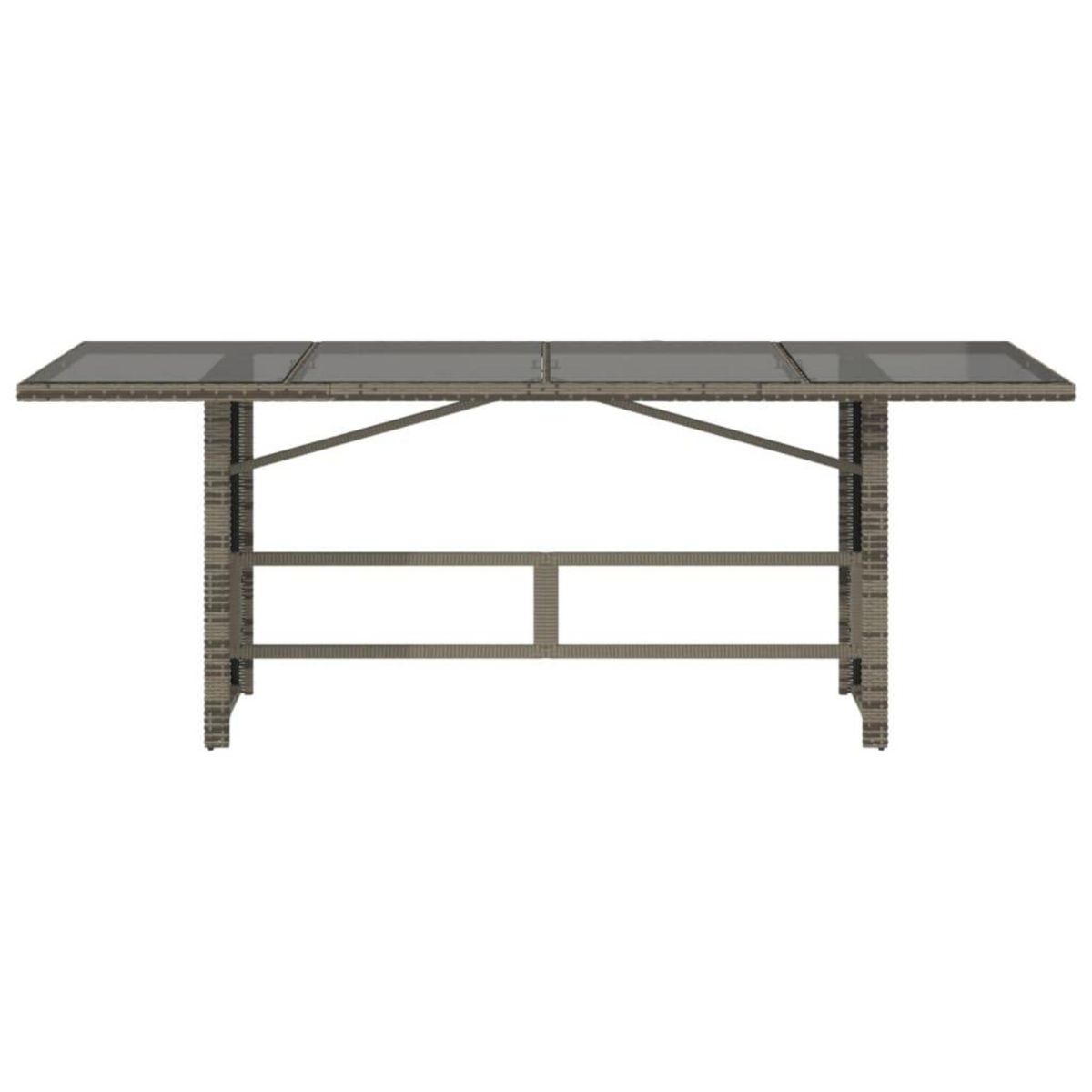 VIDAXL Table de jardin avec dessus en verre gris resine tressee