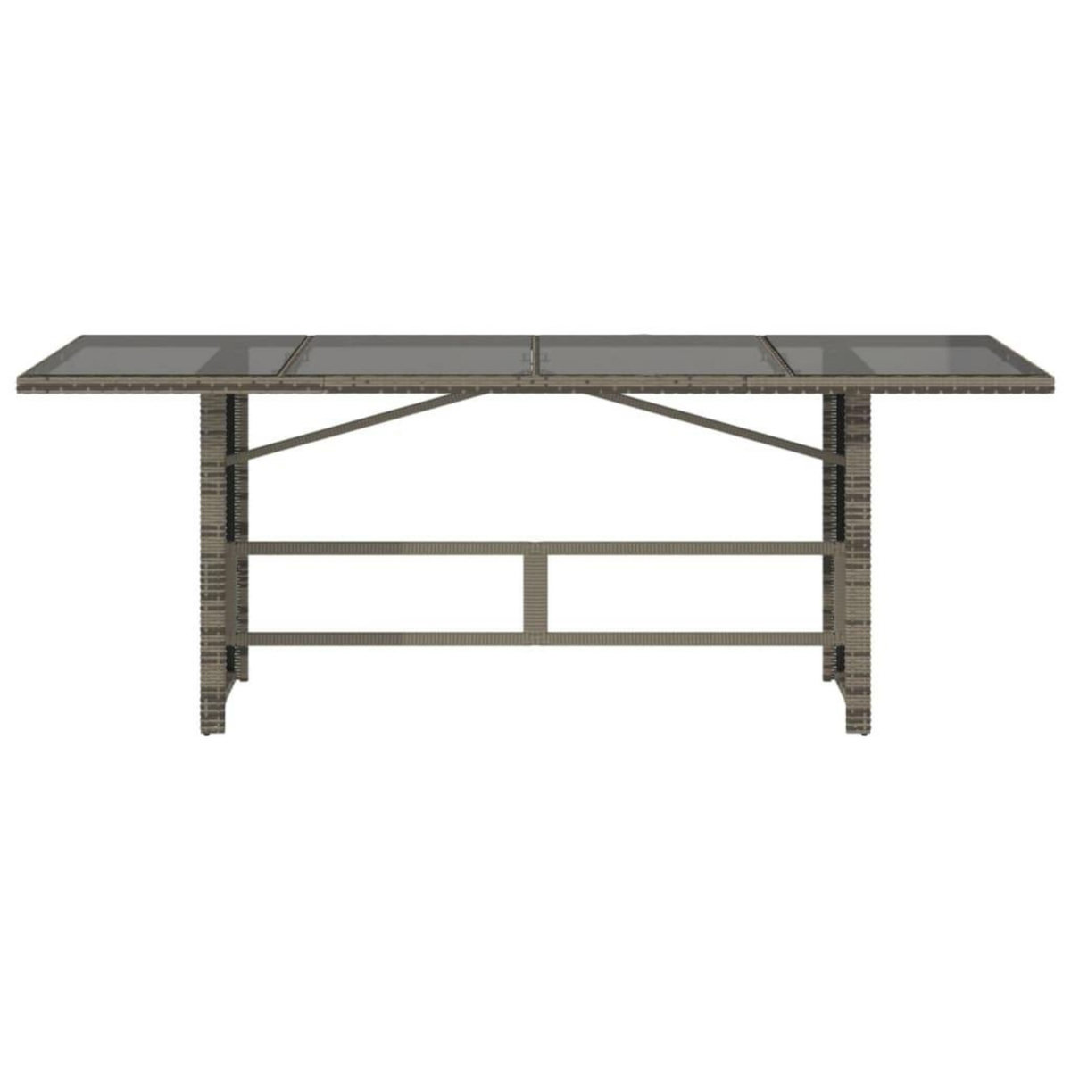 VIDAXL Table de jardin avec dessus en verre gris resine tressee