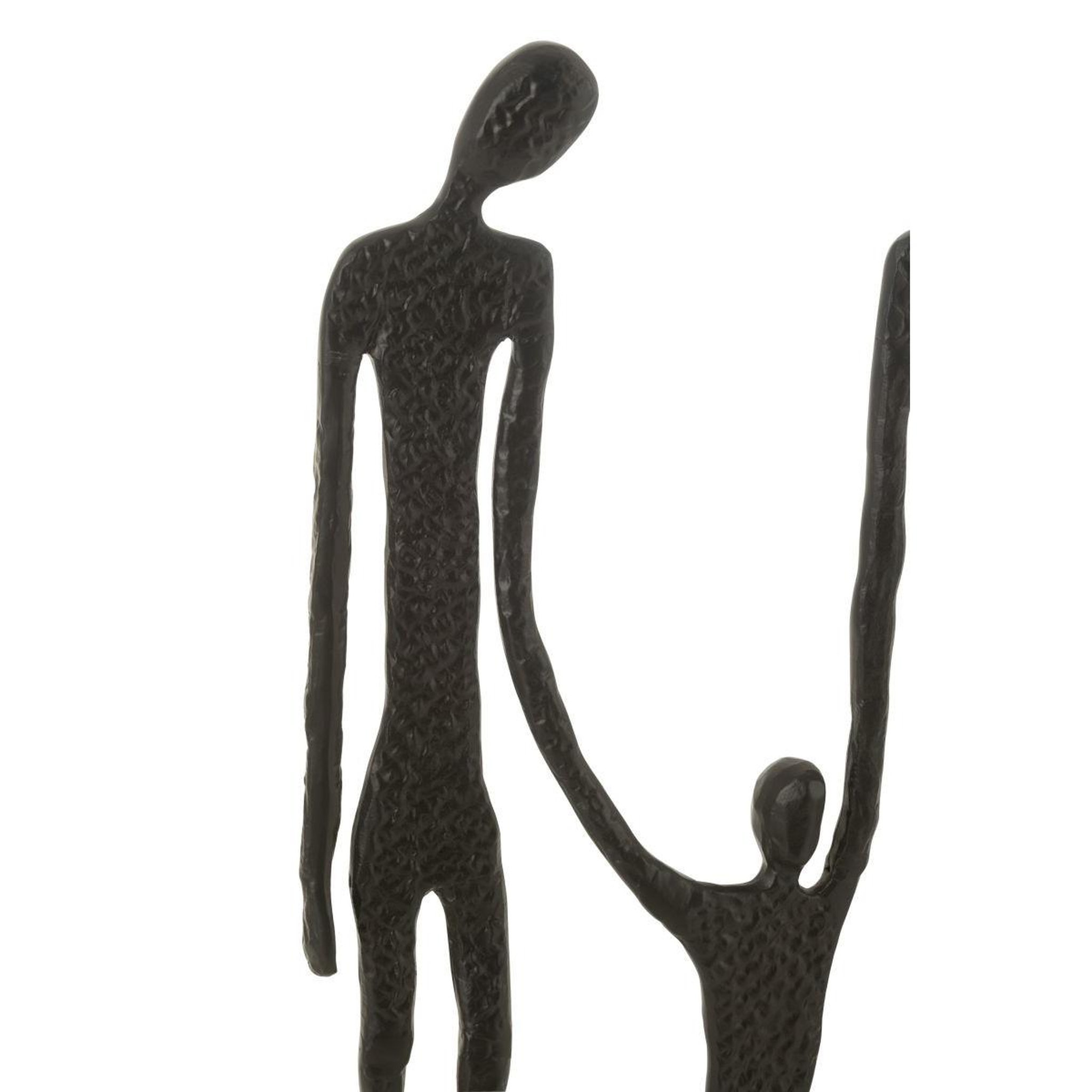 Voir la diapositive 3 : J-LINE Statue famille en métal  ensemble  122cm noir