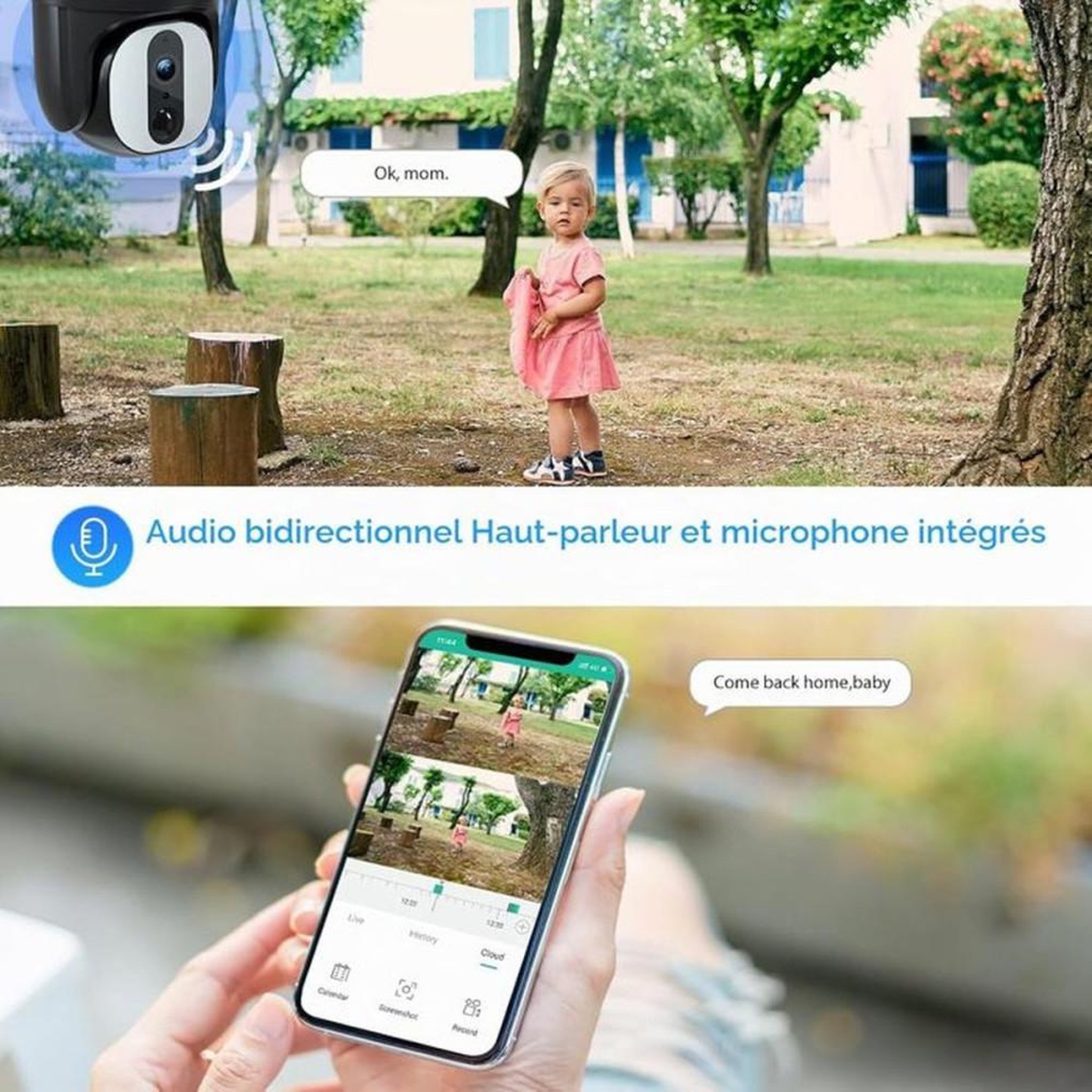 Voir la diapositive 6 : Caméra de surveillance extérieure 4G LTE solaire PTZ double objectif noire XEGA