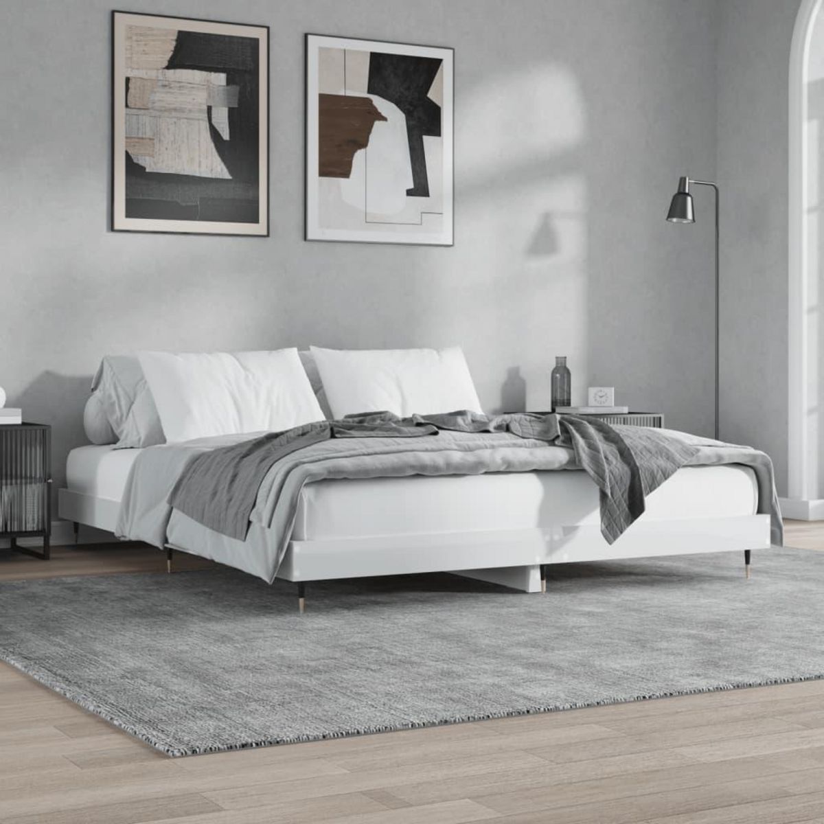 VIDAXL Cadre de lit sans matelas blanc brillant 140x200 cm