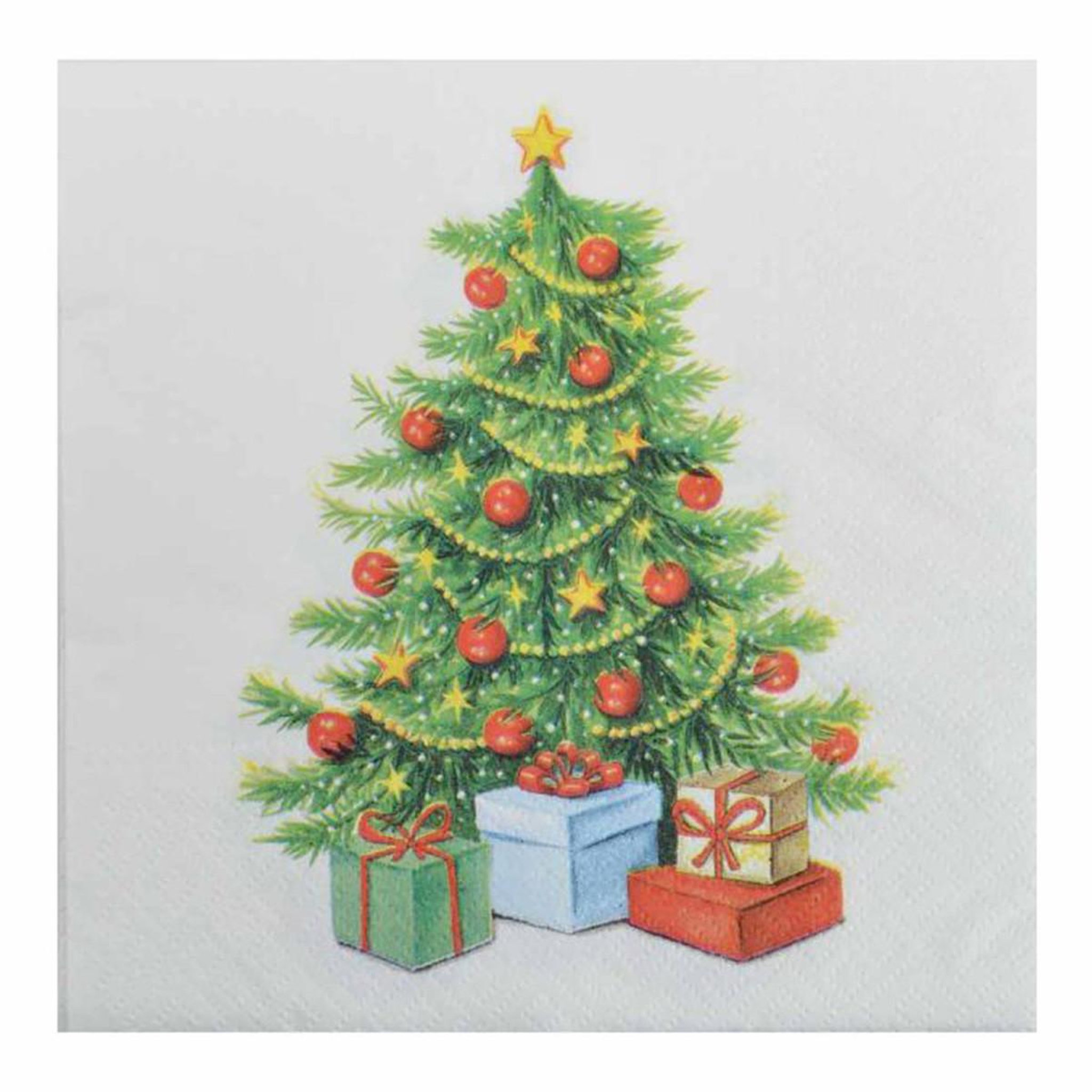 HOMEA Lot de 20 serviettes en papier  sapin  33x33cm vert