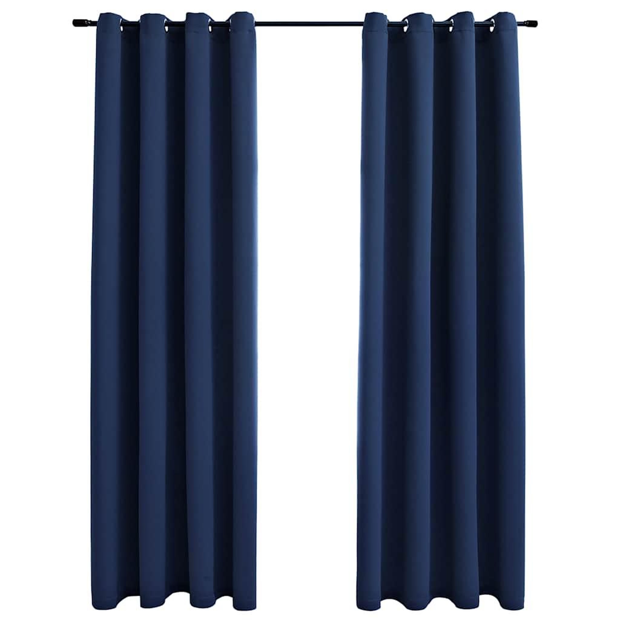 Voir la diapositive 2 : VIDAXL Rideaux occultants avec anneaux en metal 2 pcs Bleu 140x175 cm