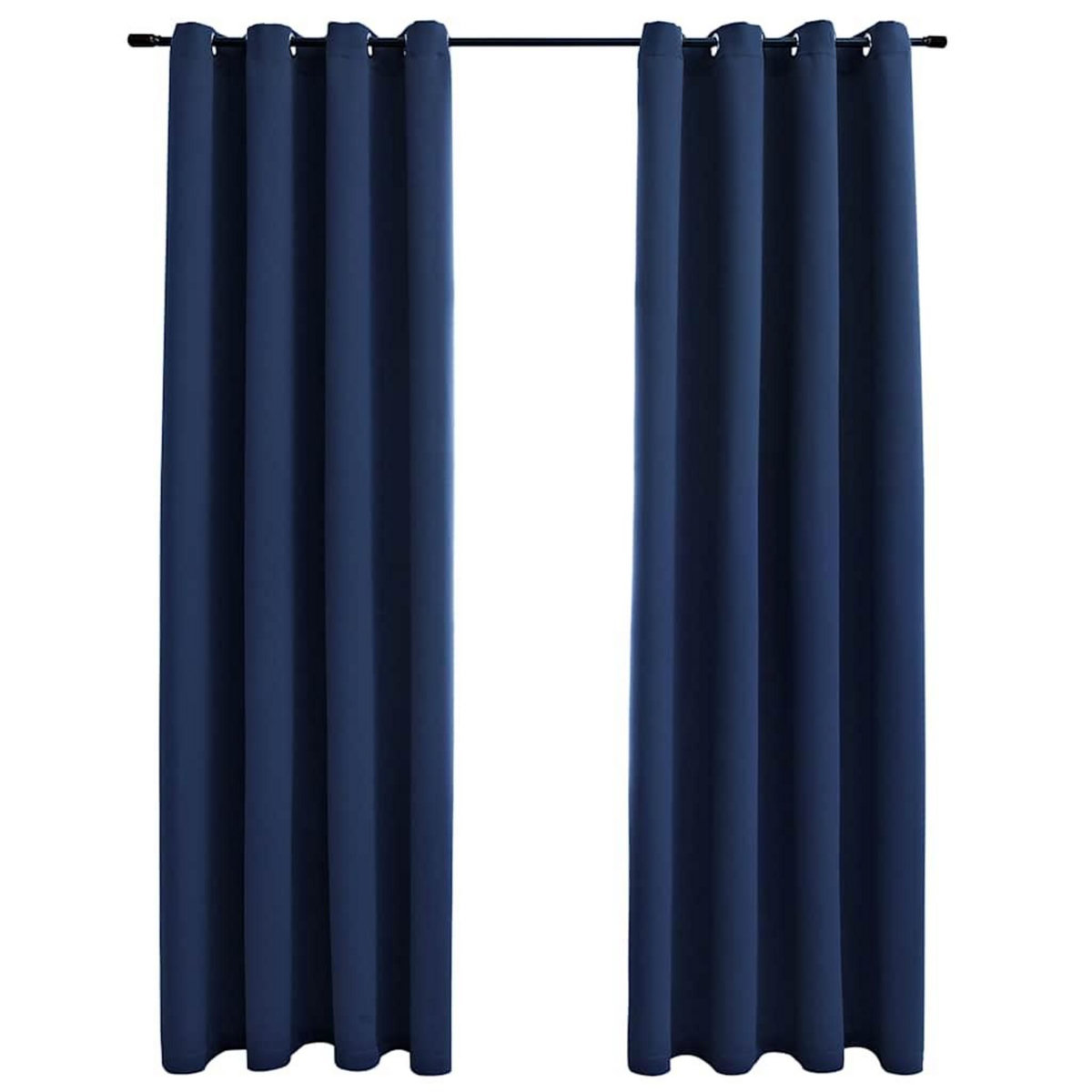 VIDAXL Rideaux occultants avec anneaux en metal 2 pcs Bleu 140x175 cm
