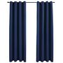 Voir la diapositive 2 : VIDAXL Rideaux occultants avec anneaux en metal 2 pcs Bleu 140x175 cm
