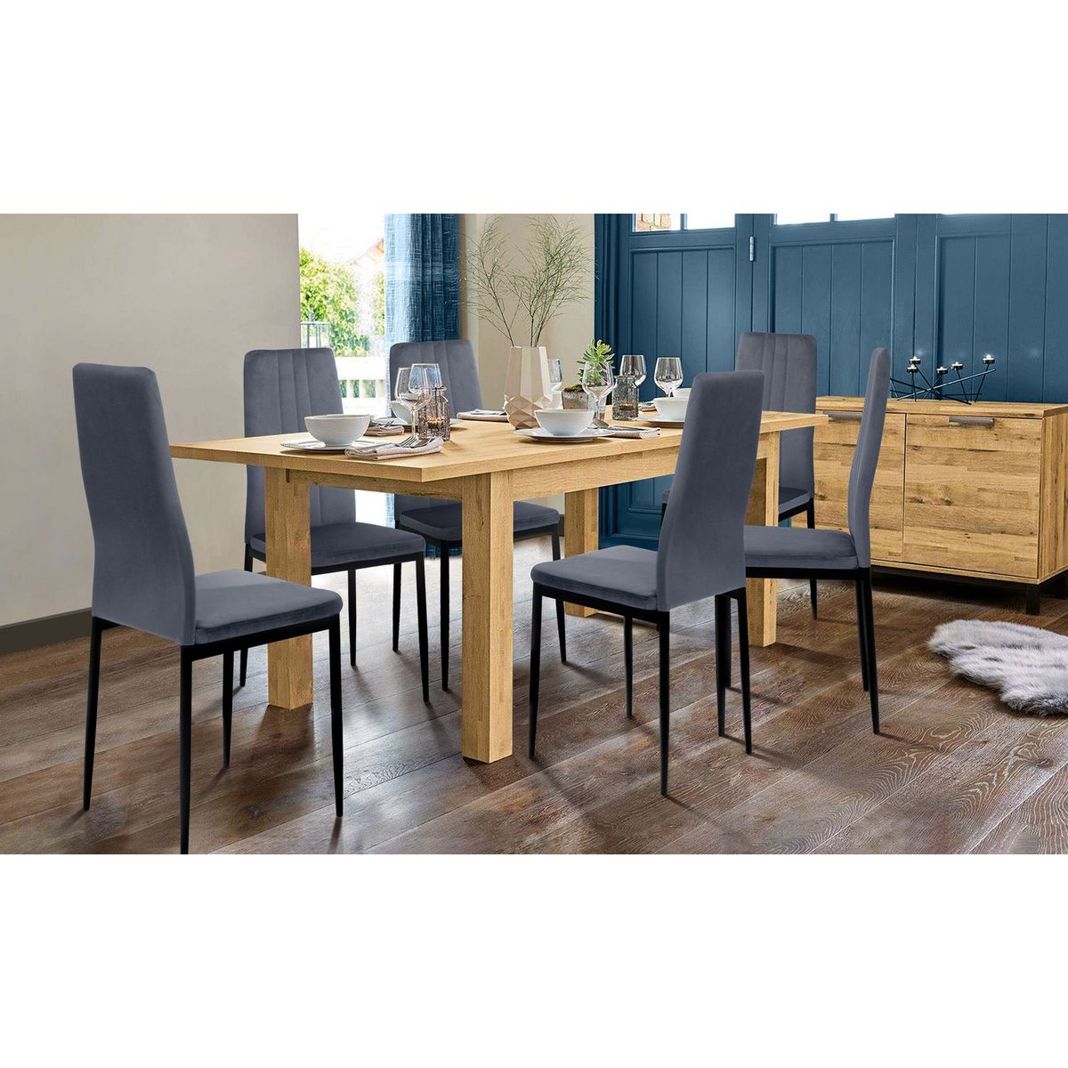 Lot de 6 chaises en velours JUNE