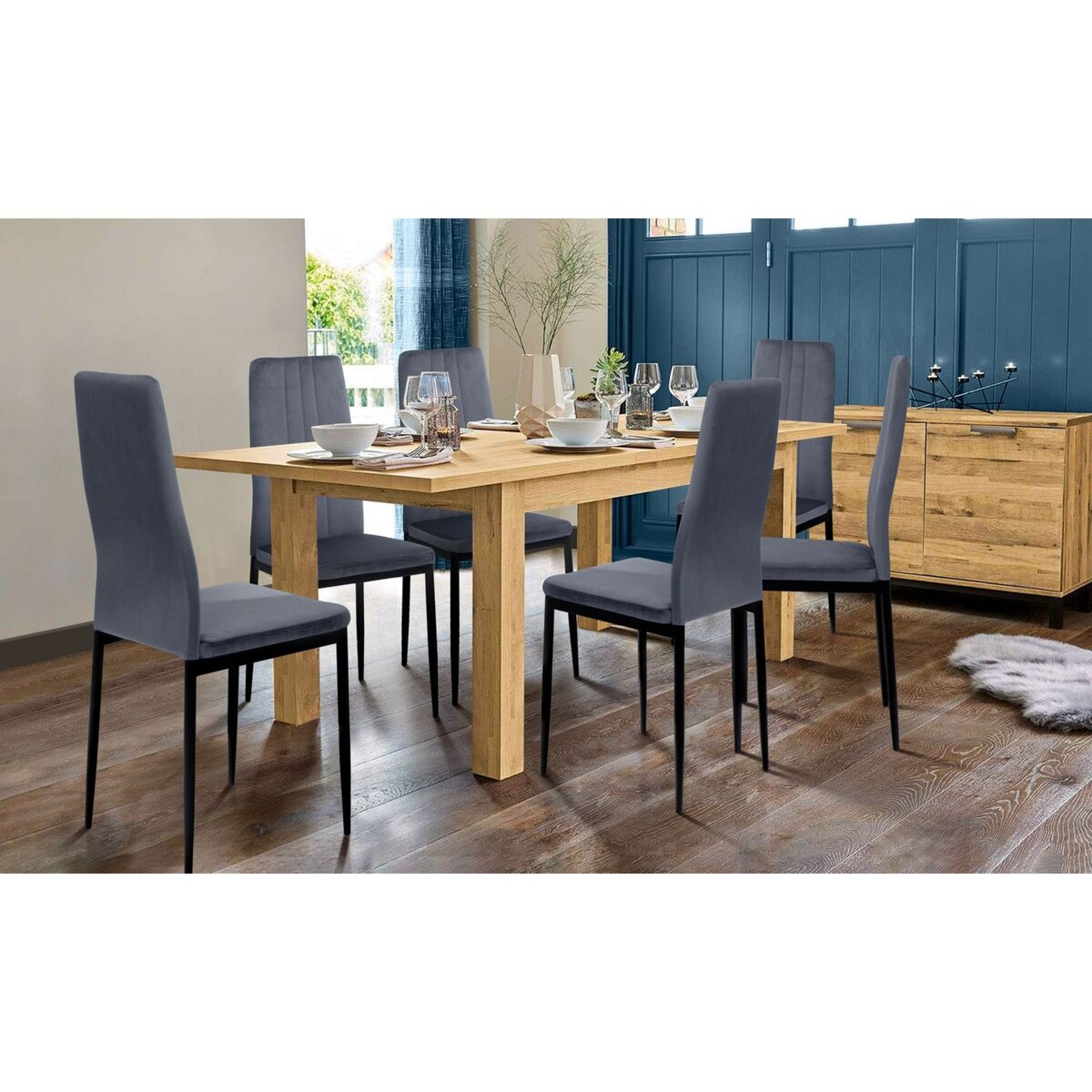 Lot de 6 chaises en velours JUNE