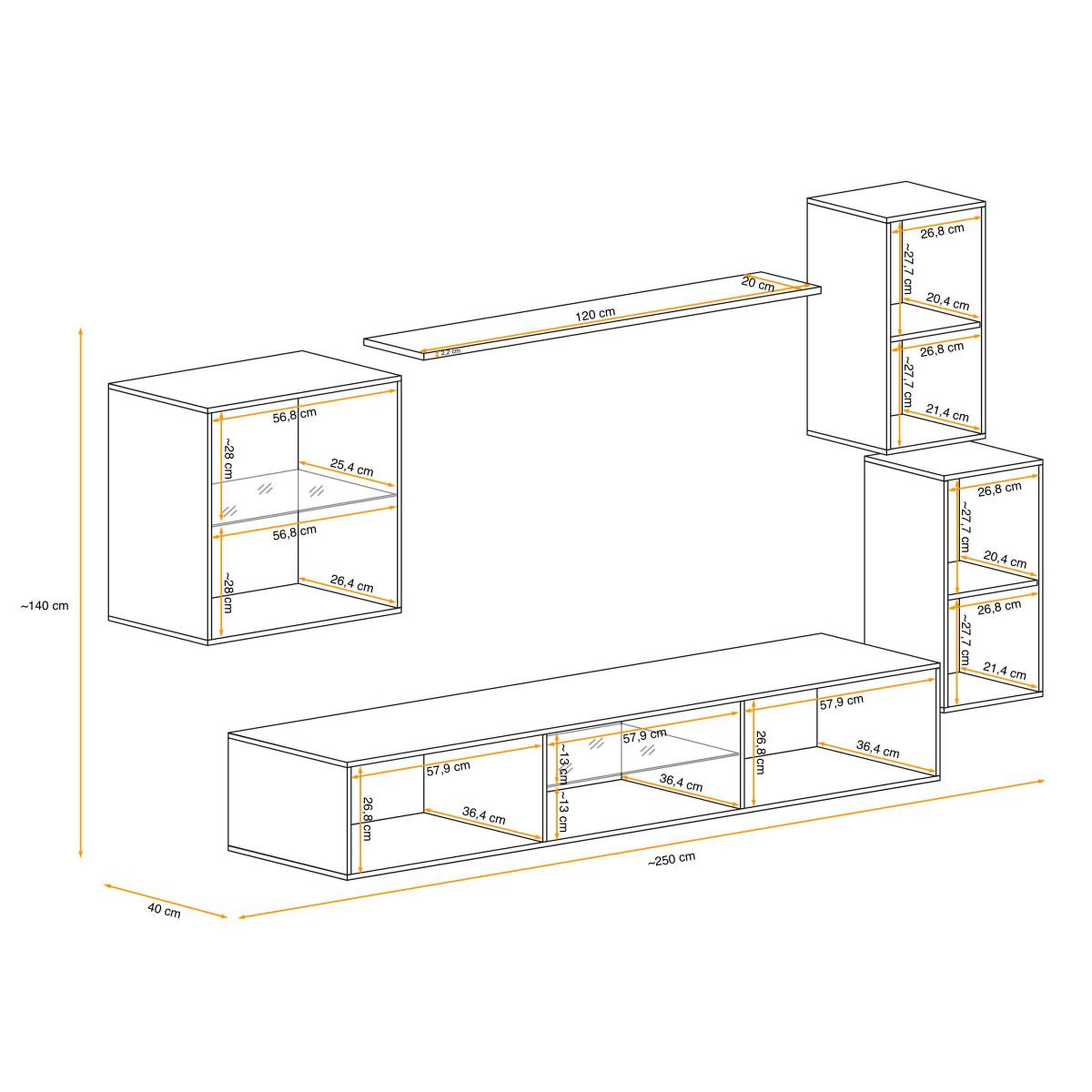 Voir la diapositive 4 : Paris Prix Ensemble meuble tv design  switch xxiii  250cm noir & blanc