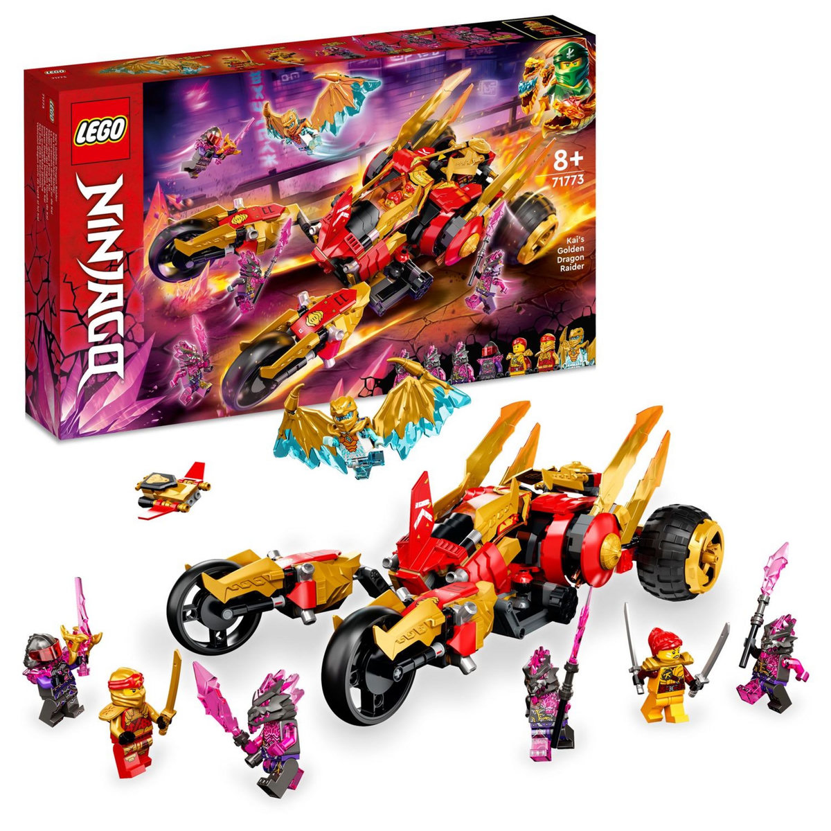 LEGO NINJAGO 71773 Le Tout-Terrain Dragon d&rsquo;Or de Kai, Jouet de Voiture pour Enfants