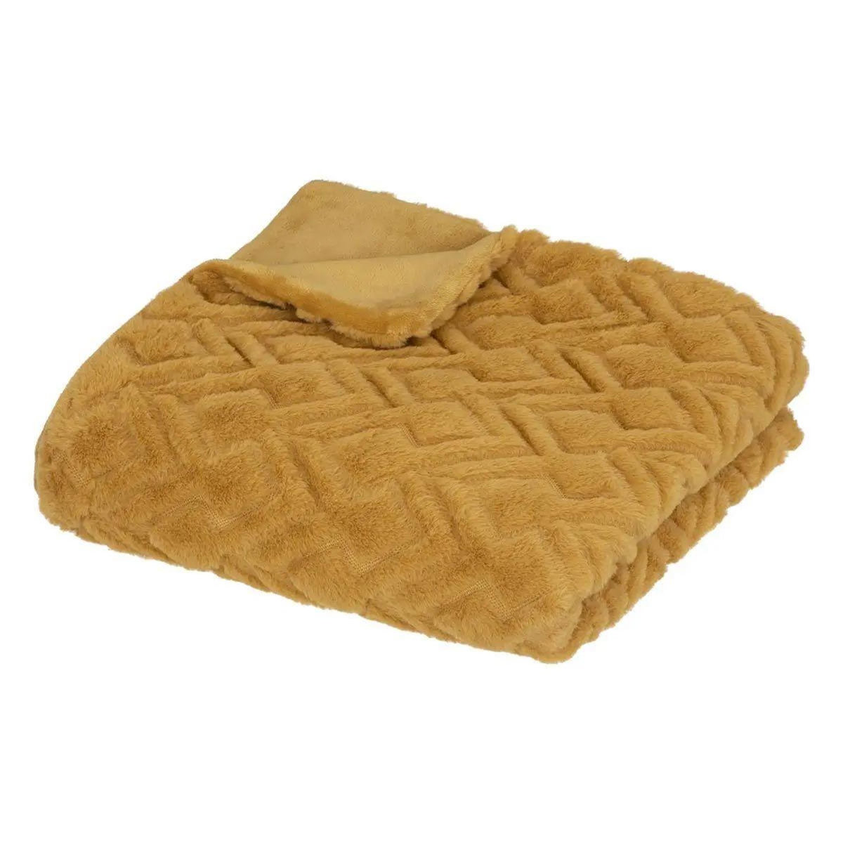 ATMOSPHERA Plaid Imitation Fourrure  Mara  120x160cm Ocre