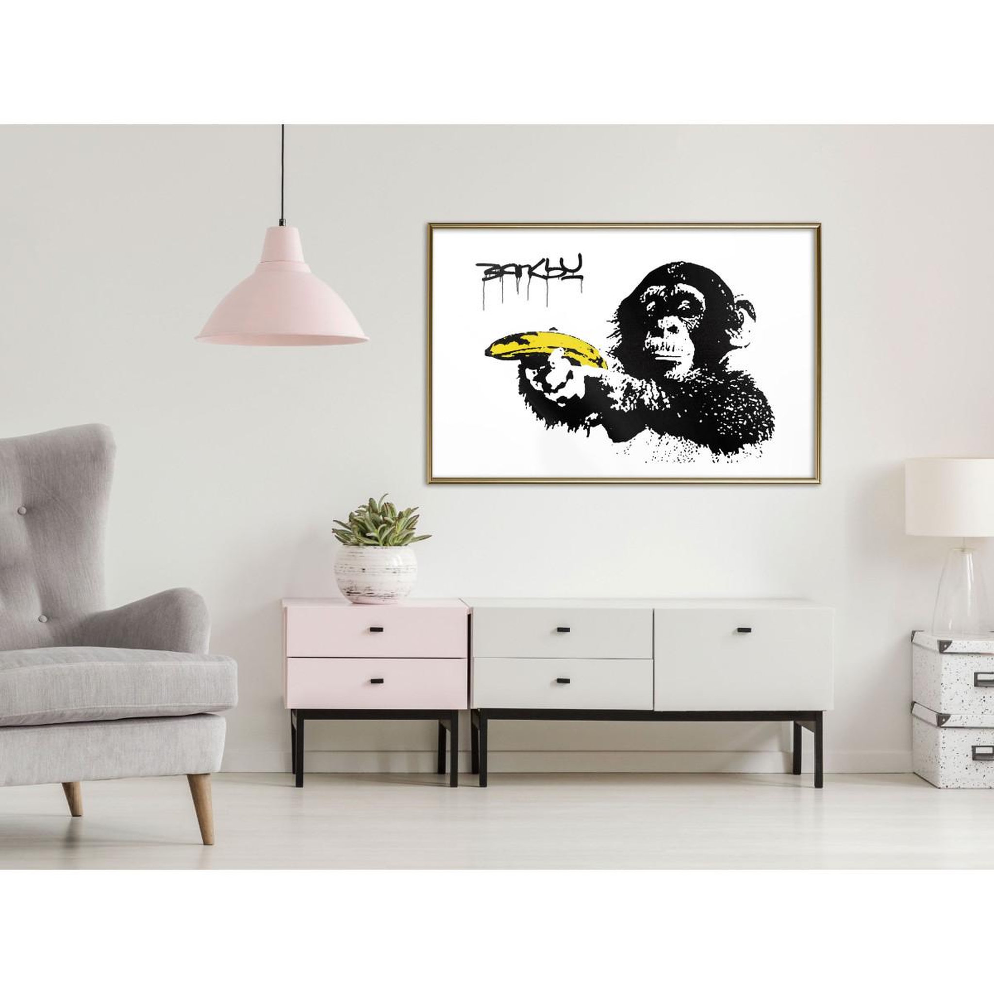 Voir la diapositive 2 : Paris Prix Affiche Murale Encadrée  Banksy Banana Gun II