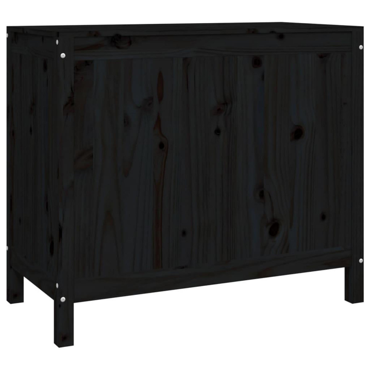 VIDAXL Boîte a linge Noir 88,5x44x76 cm Bois massif de pin