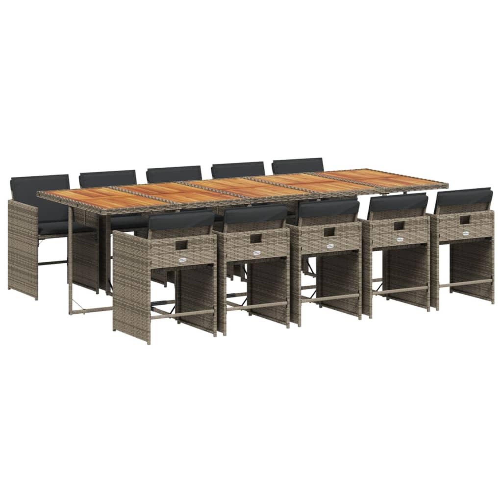 Voir la diapositive 2 : VIDAXL Ensemble a manger de jardin 11pcs avec coussins gris poly rotin