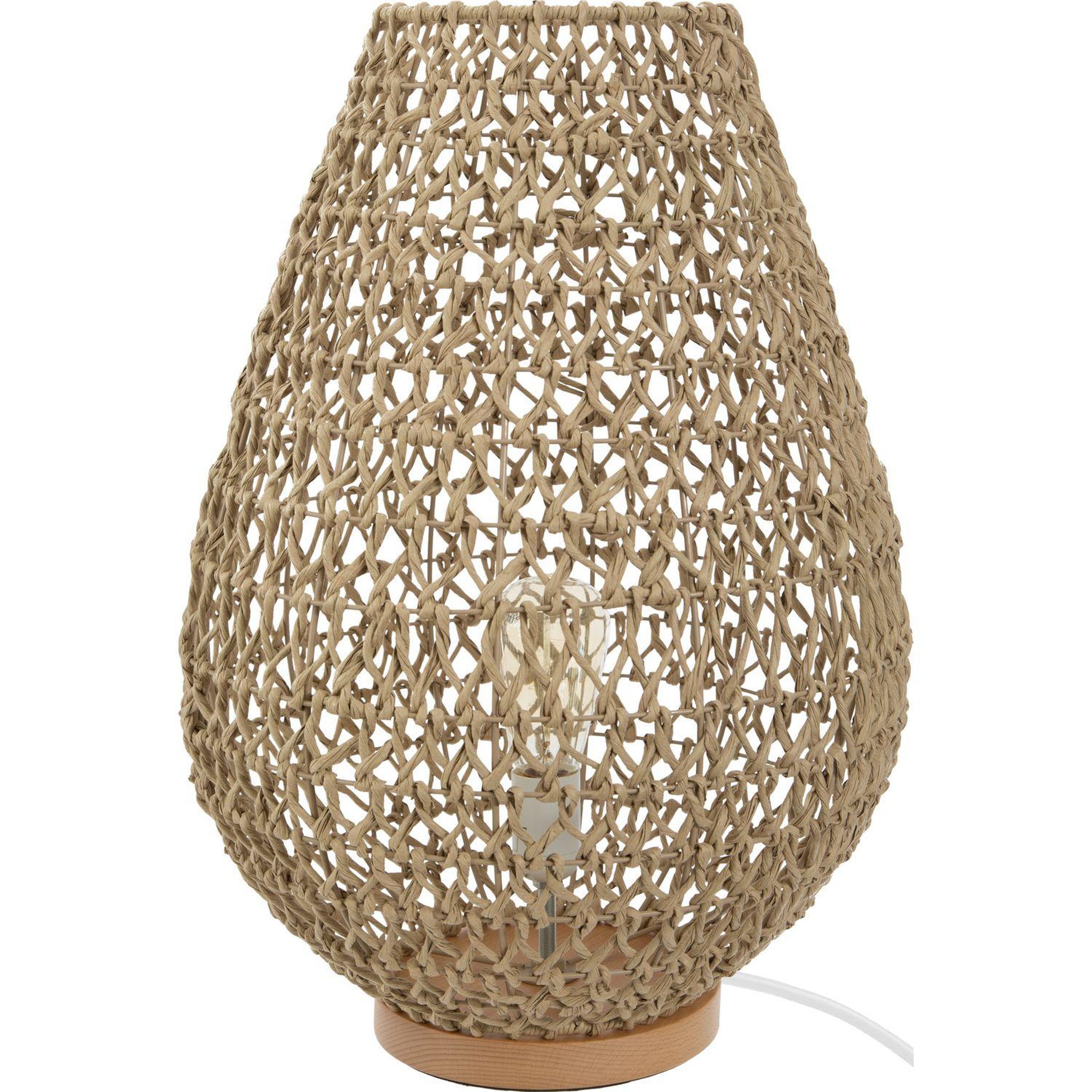 Voir la diapositive 2 : ATMOSPHERA Lampe à poser tressée en bois eté indien - h. 55 cm - beige