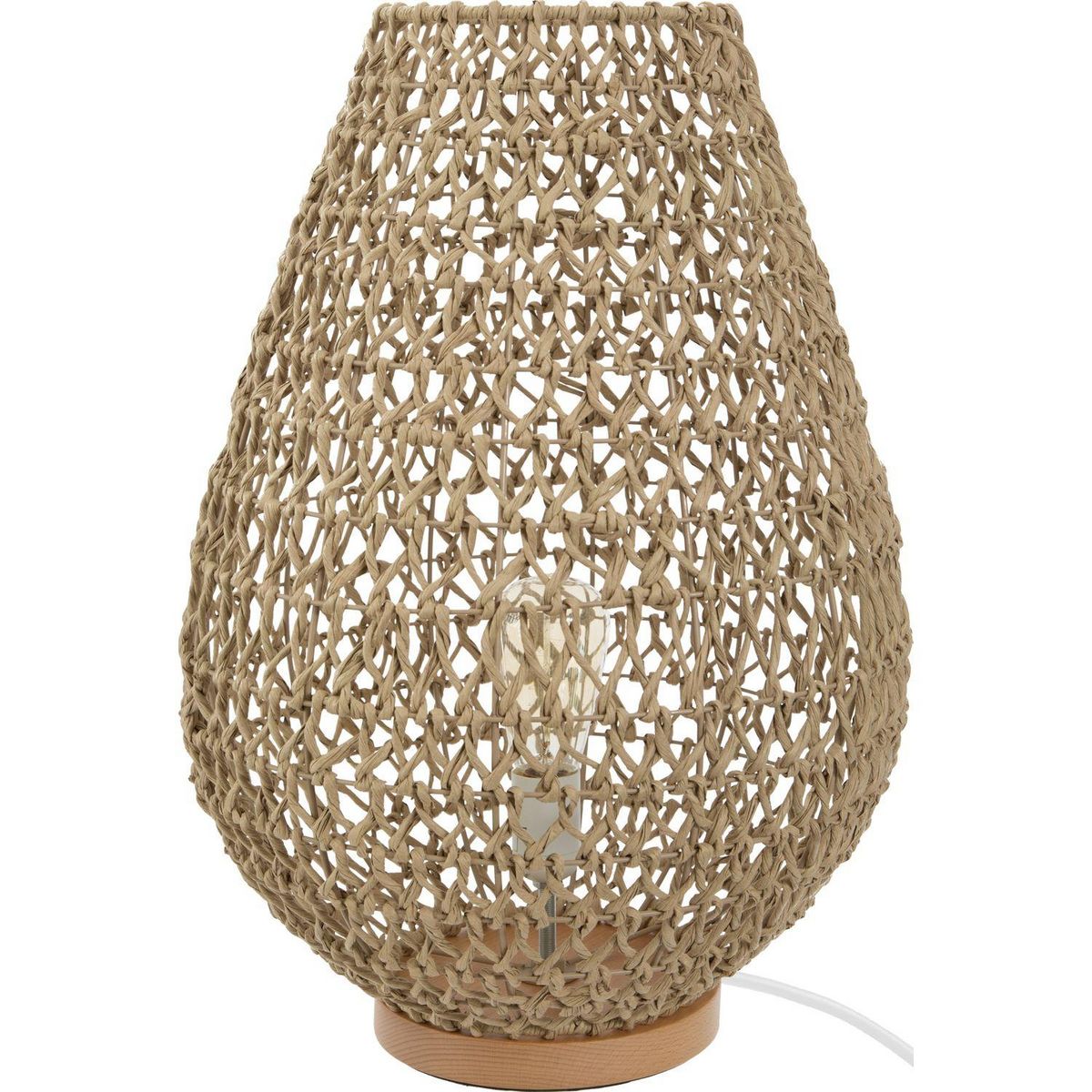 ATMOSPHERA Lampe à poser tressée en bois Eté Indien - H. 55 cm - Beige