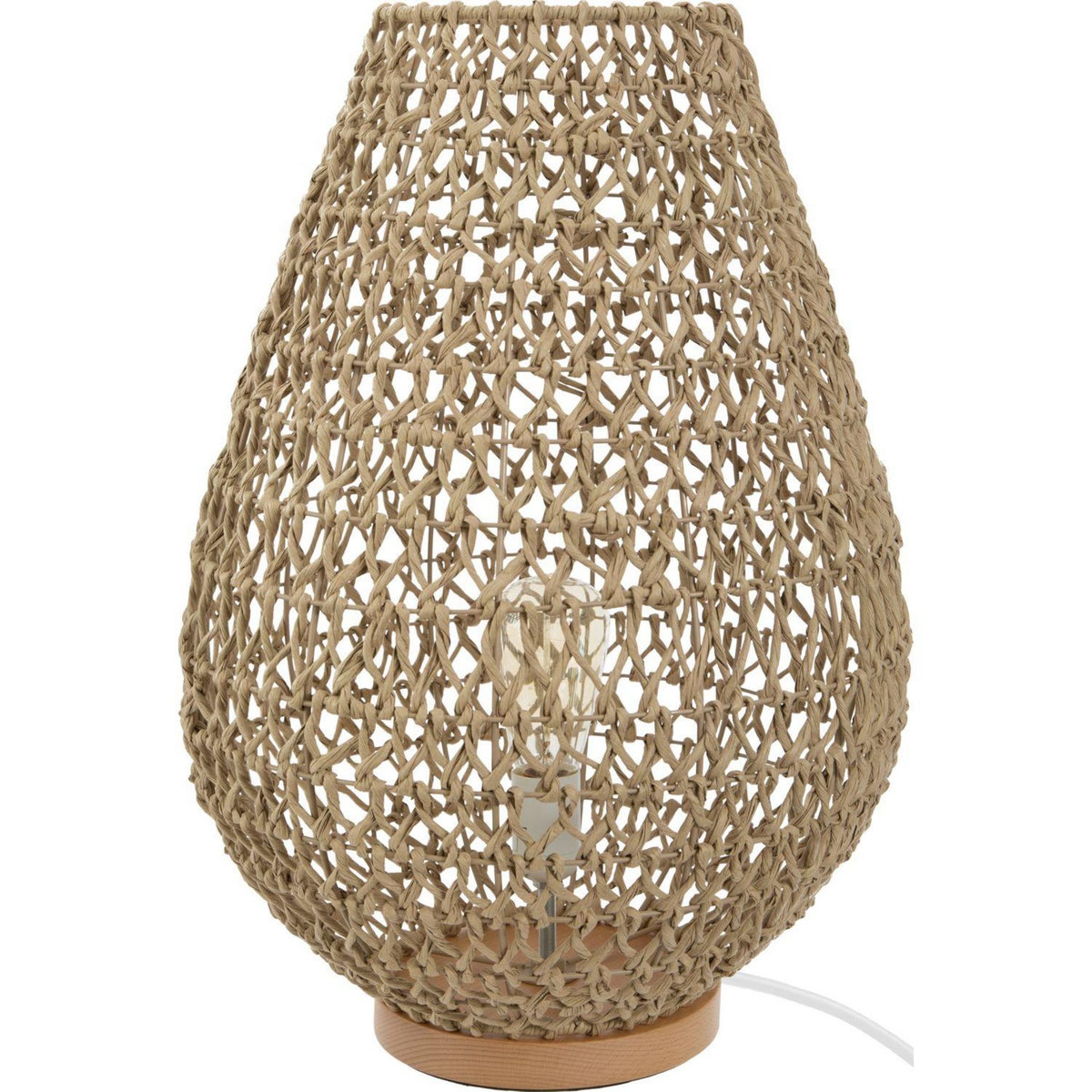 ATMOSPHERA Lampe à poser tressée en bois Eté Indien - H. 55 cm - Beige