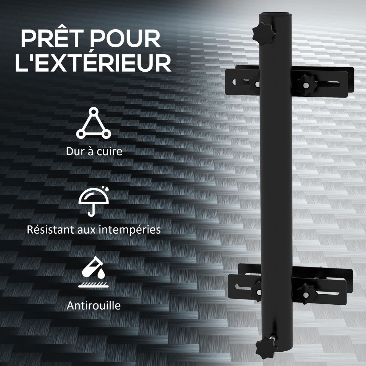 OUTSUNNY Fixation de parasol pour balcon pinces réglables garde-corps métal noir