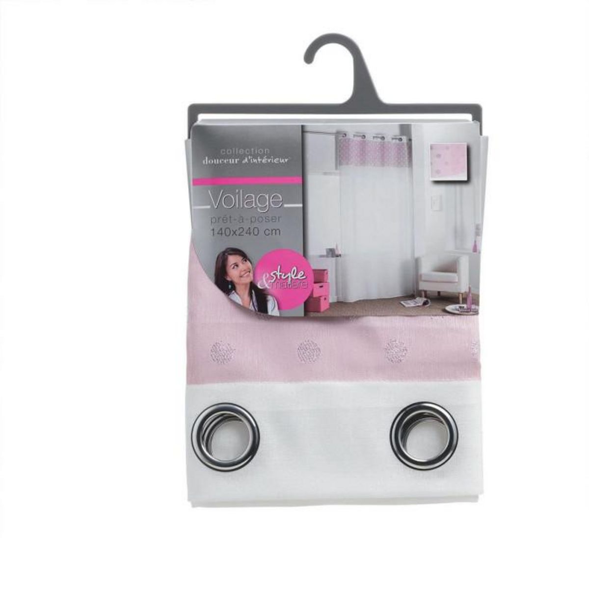 Paris Prix Rideau Voilage à Œillets  Minnie  140x240cm Rose