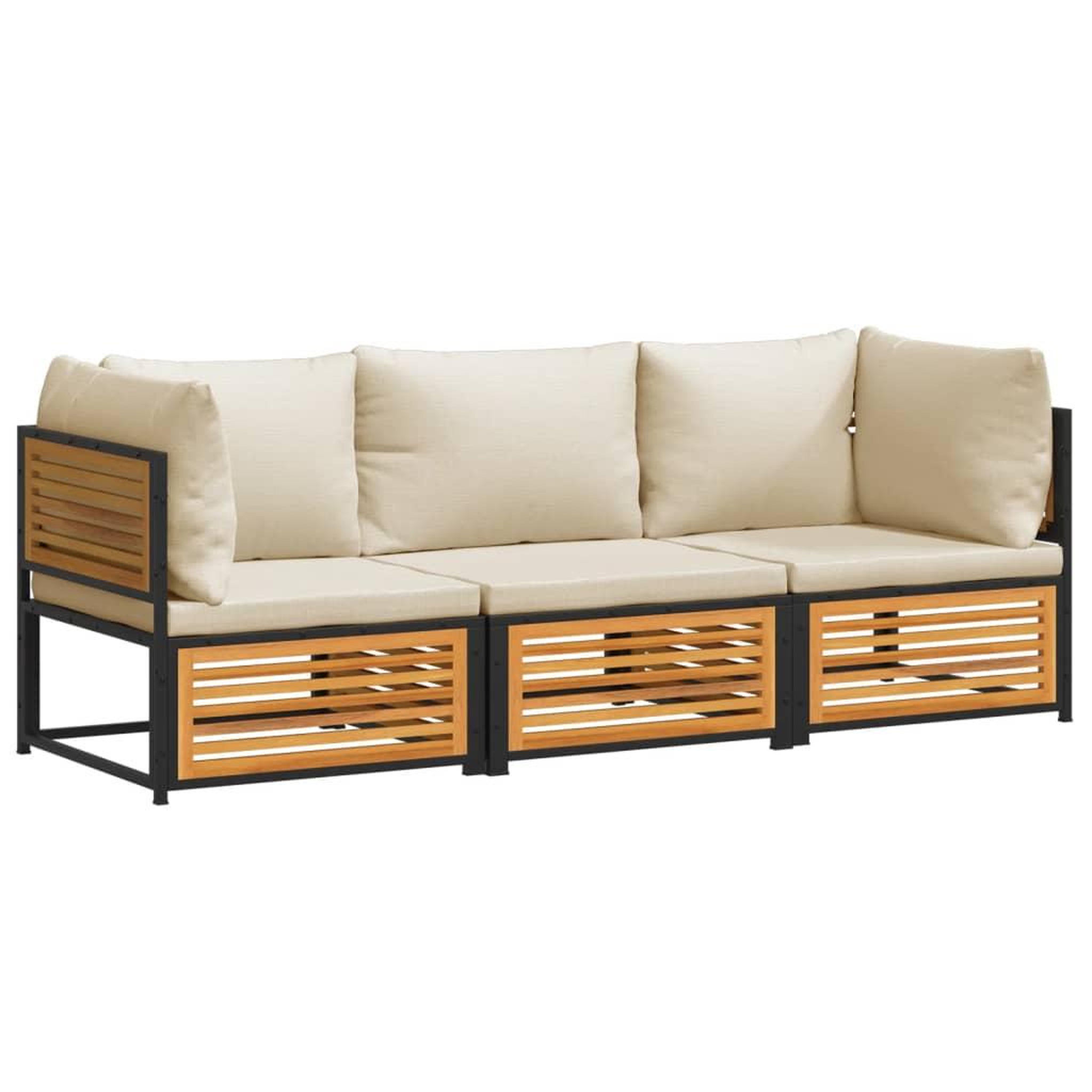 Voir la diapositive 2 : VIDAXL Salon de jardin avec coussins 3 pcs bois massif d'acacia