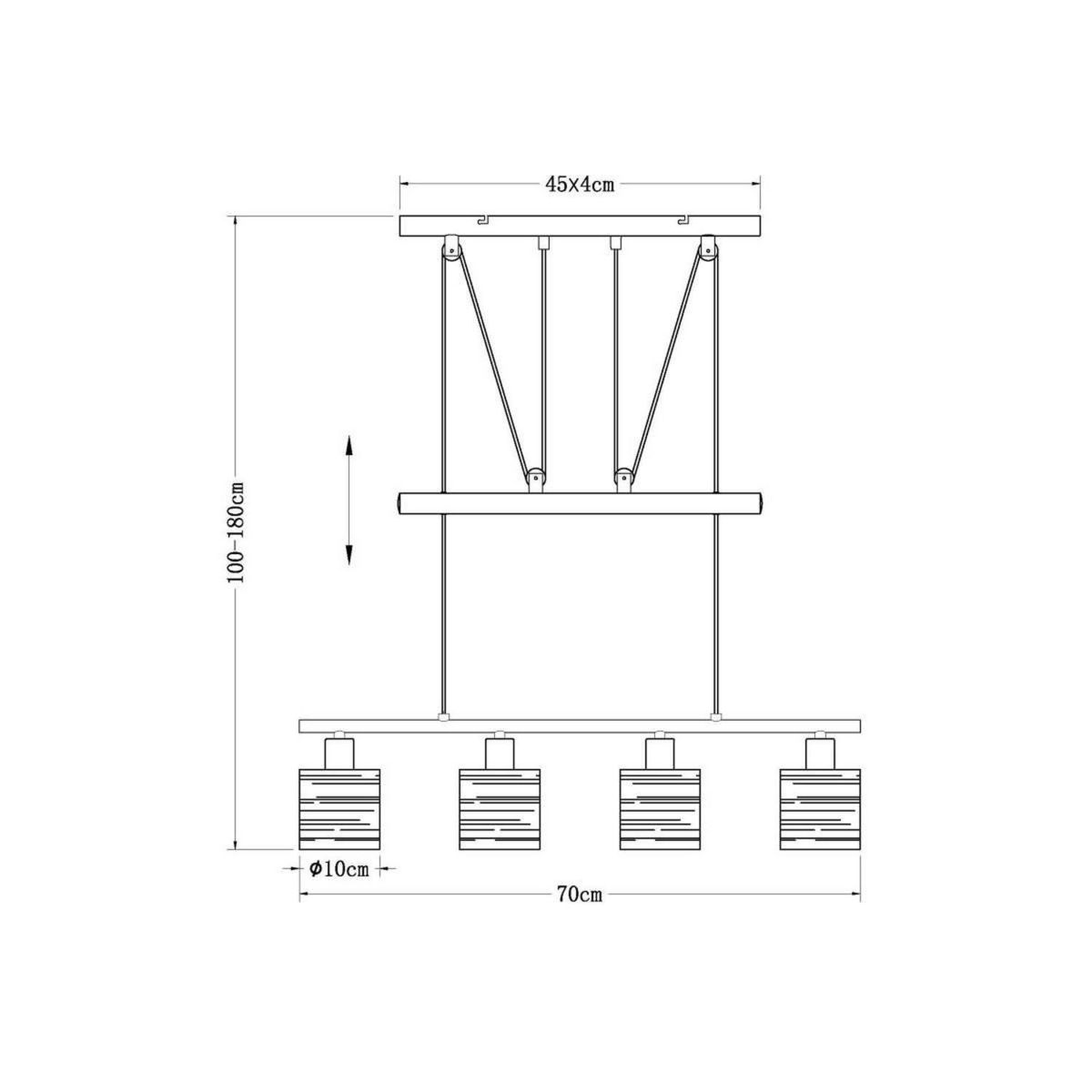 GLOBO Plafonnier design Tunno - H. 180 cm - Noir et doré