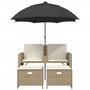 Voir la diapositive 4 : VIDAXL Canape de jardin 2 places avec parasol et tabourets beige rotin
