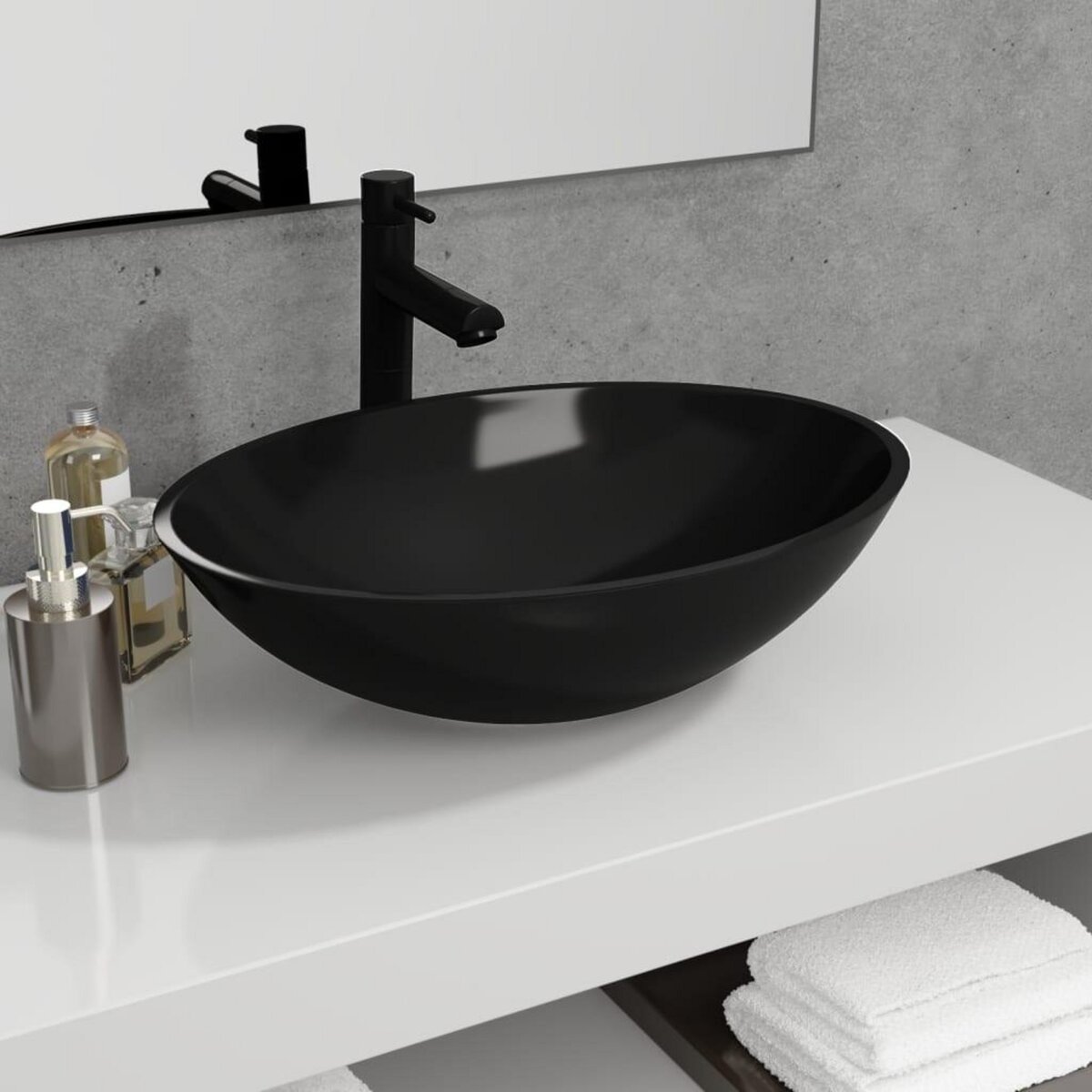 VIDAXL Lavabo Verre 50x37x14 cm Noir
