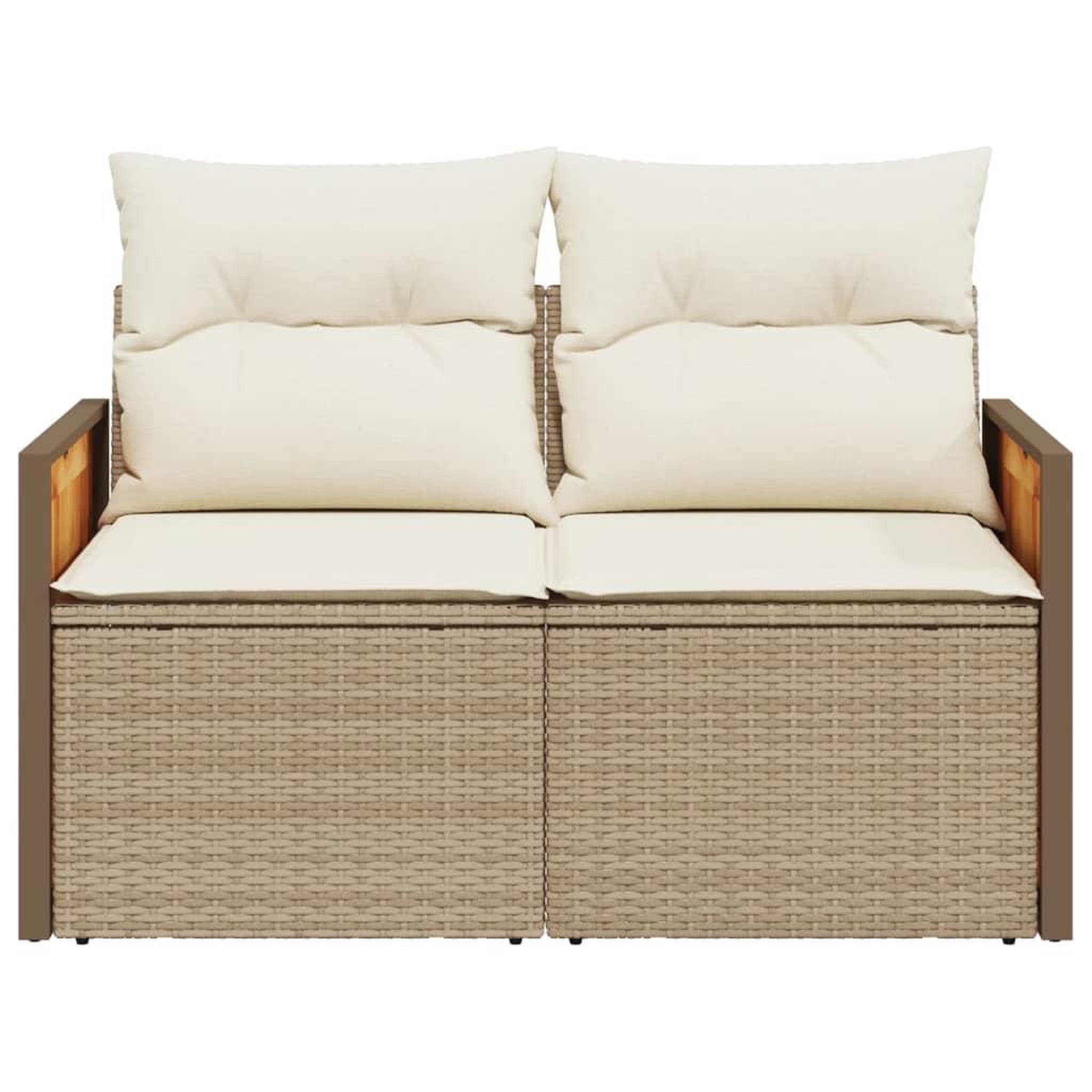 Voir la diapositive 4 : VIDAXL Canape de jardin avec coussins 2 places beige resine tressee