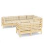 Voir la diapositive 2 : VIDAXL Salon de jardin 7 pcs avec coussins creme bois de pin massif
