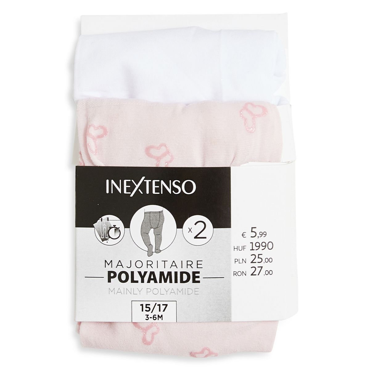 INEXTENSO Lot de 2 collants unis bébé fille