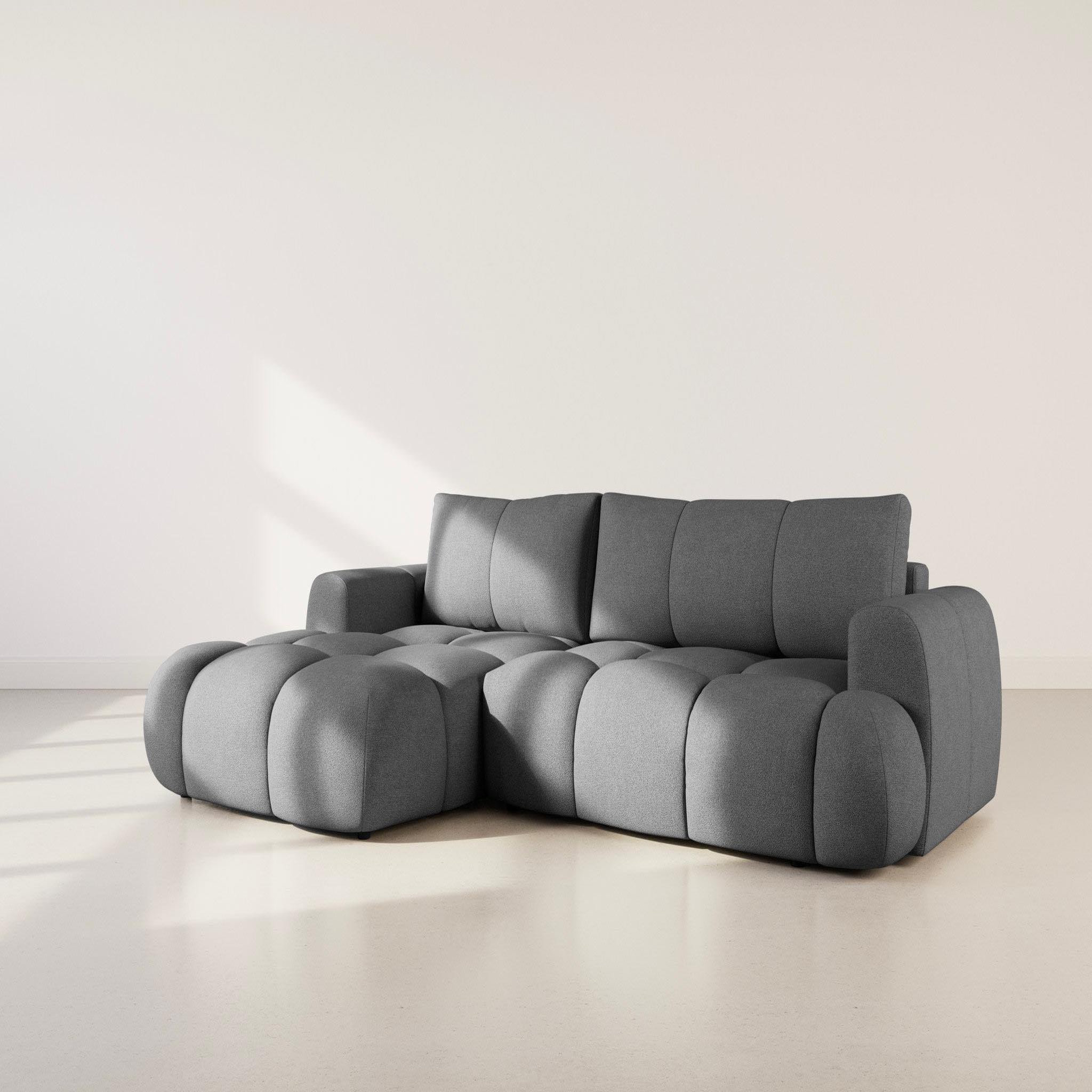 Voir la diapositive 3 : BEST MOBILIER Yulin - canapé d'angle gauche 4 places convertible avec coffre en tissu bouclette