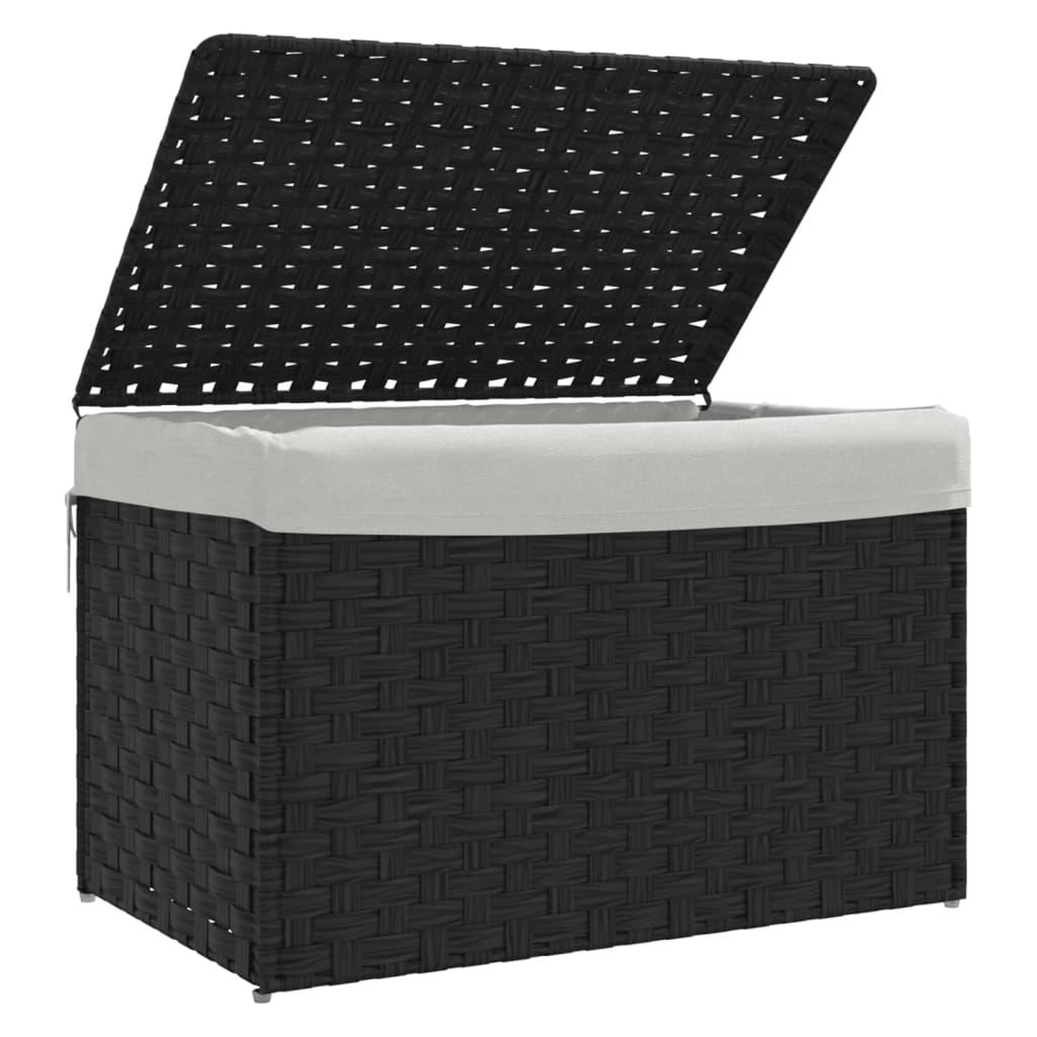 Voir la diapositive 4 : VIDAXL Panier a linge avec couvercle noir 55,5x35x34 cm resine tressee