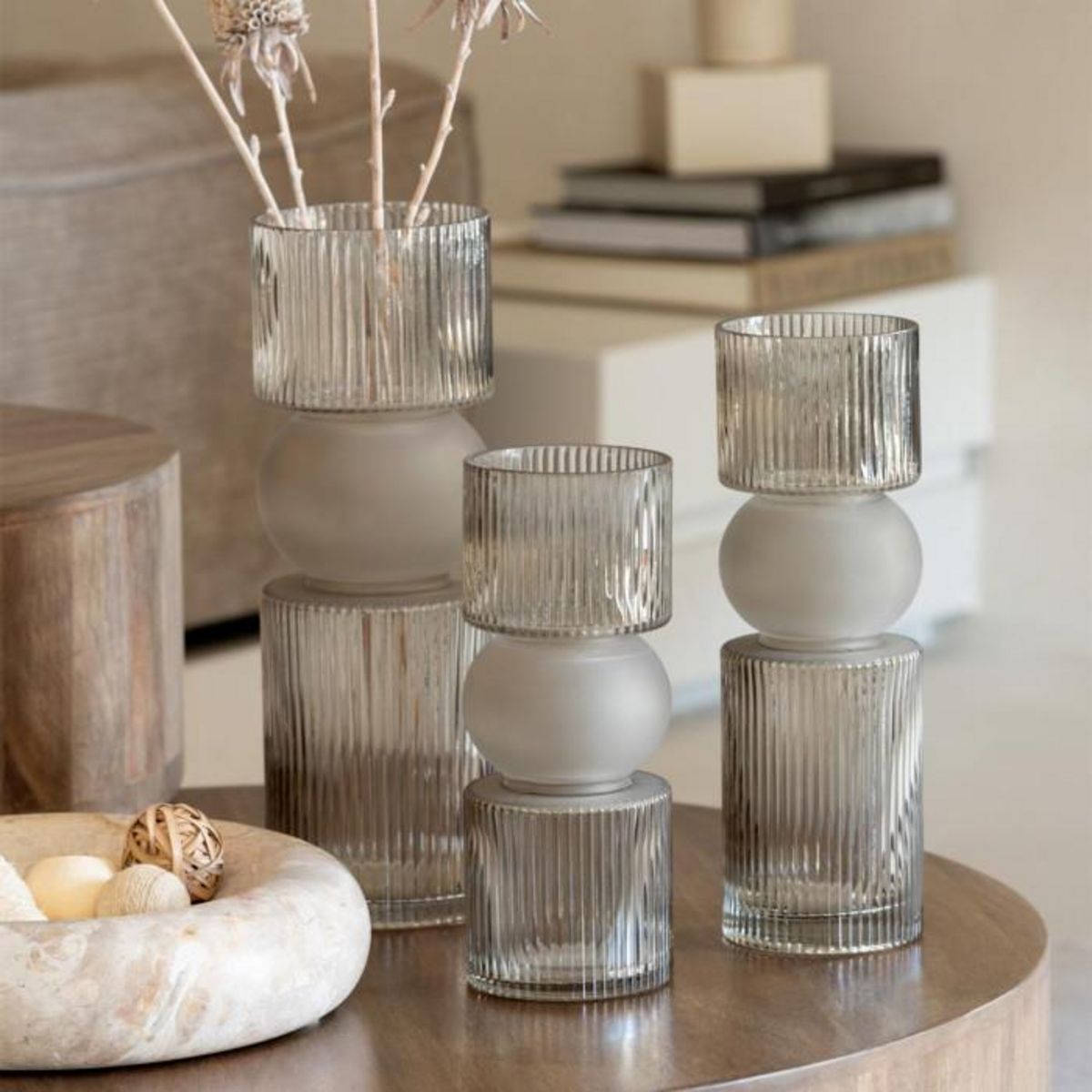 Paris Prix Vase Design en Verre  Bonbon  30cm Gris