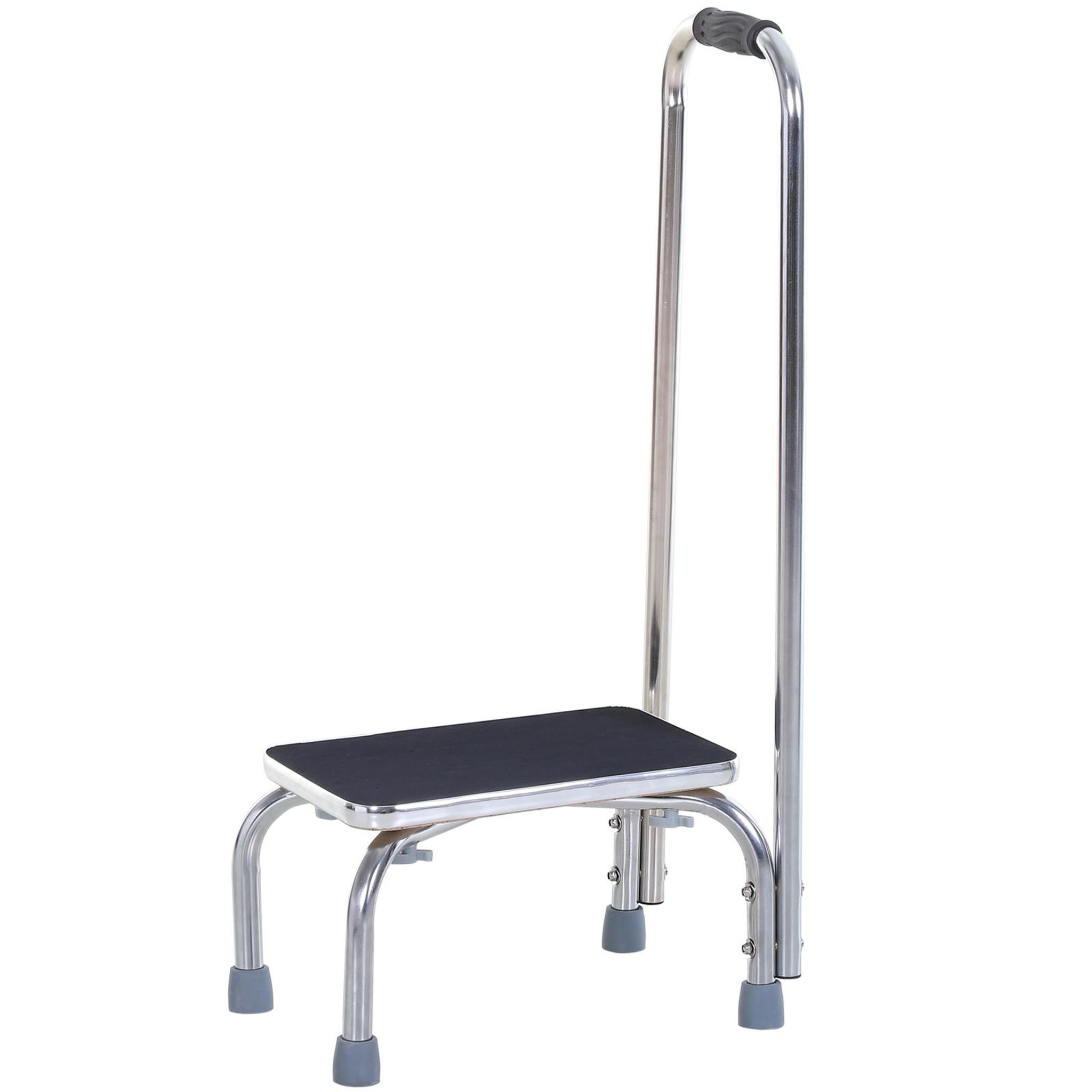 HOMCOM Marche avec barre d'appui - marchepied de sécurité - marche d'accès au bain - plateforme & patins antidérapants - acier galvanisé