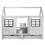 MERAX Lit cabane enfant 90x200cm pin coloris blanc