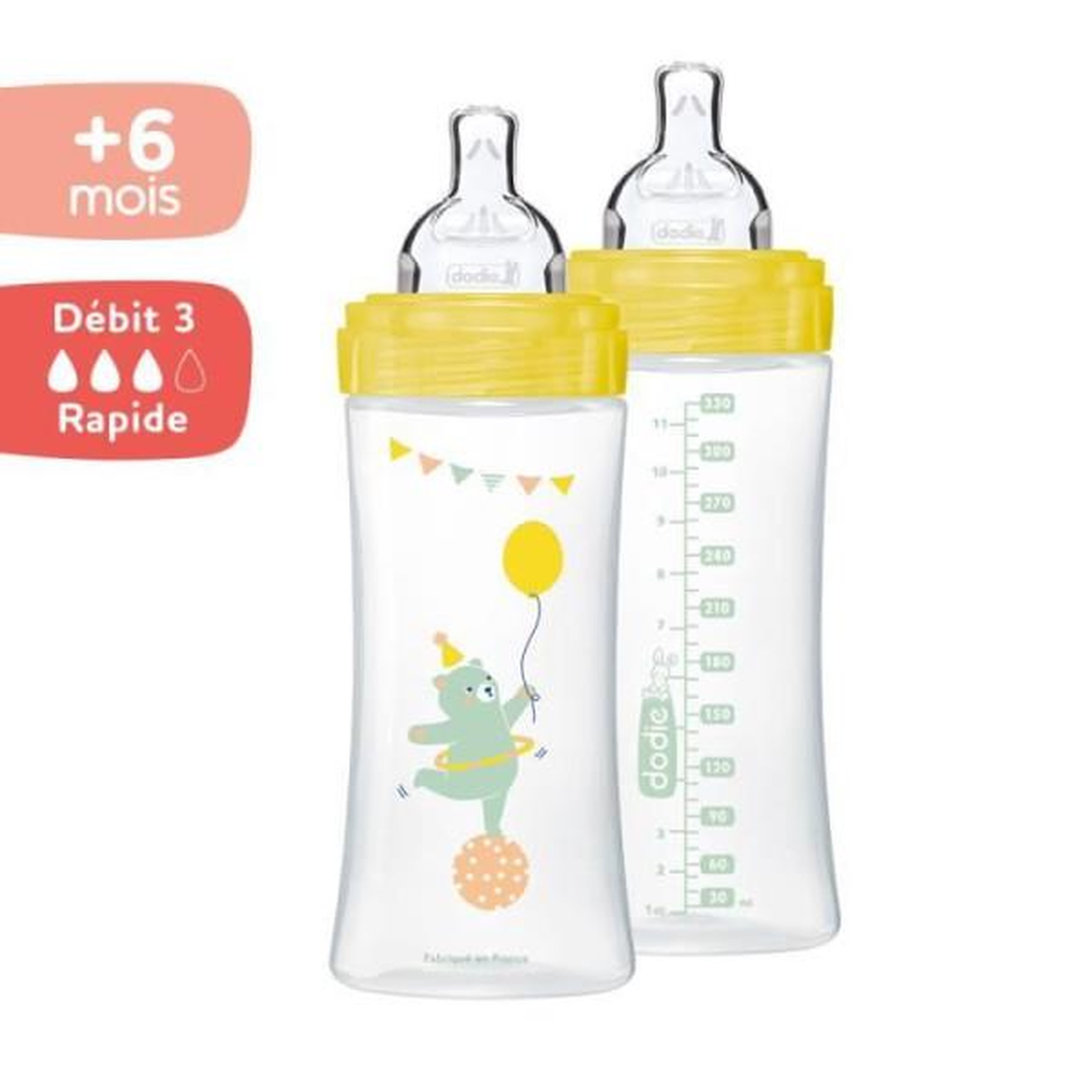 Voir la diapositive 3 : DODIE Dodie Biberon Sensation+ Anti-Coliques +6m Ours Lot de 2 x 330ml