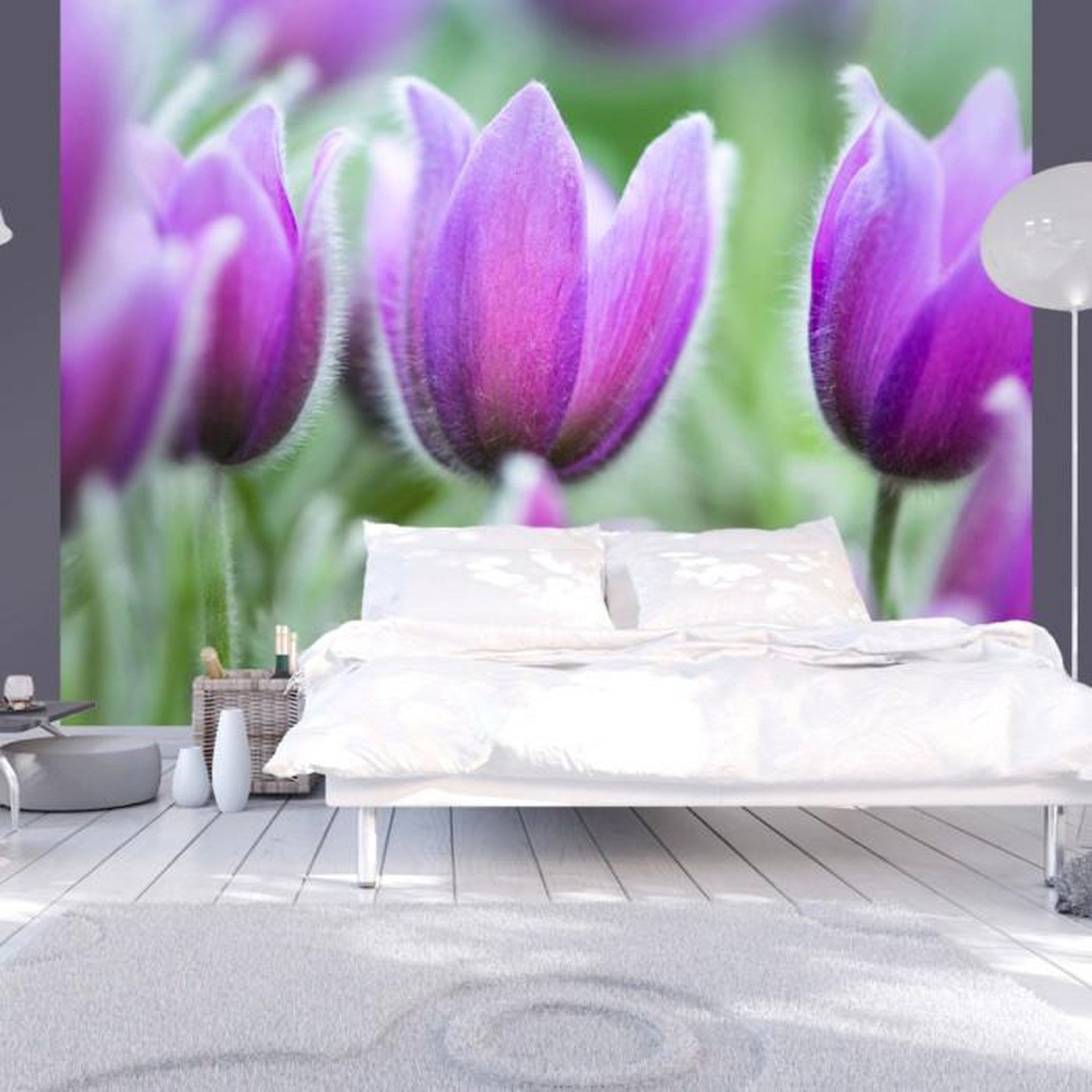 Paris Prix Papier Peint  Tulipes Violettes au Printemps. Coloris disponibles : Multicolore