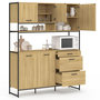 Voir la diapositive 4 : ID MARKET Buffet casserolier de cuisine 140 cm DETROIT 5 portes + 3 tiroirs design industriel