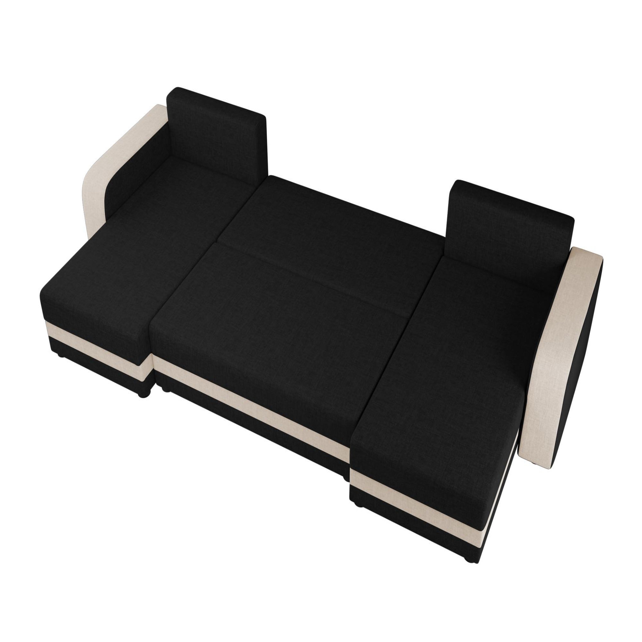 Voir la diapositive 3 : BEST MOBILIER Harvey - canapé panoramique en u 7 places convertible avec coffre en tissu bicolore