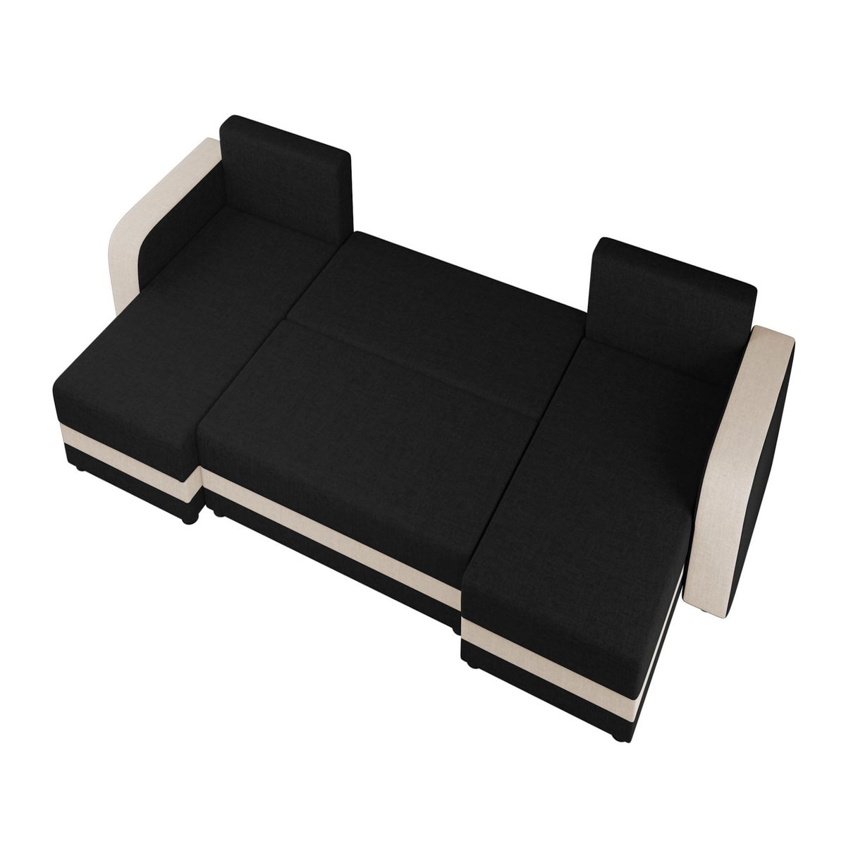 BEST MOBILIER Harvey - canapé panoramique en u 7 places convertible avec coffre en tissu bicolore