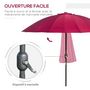 Voir la diapositive 4 : OUTSUNNY Parasol inclinable rond avec manivelle métal fibre de verre Ø 2,55 m polyester haute densité bordeaux