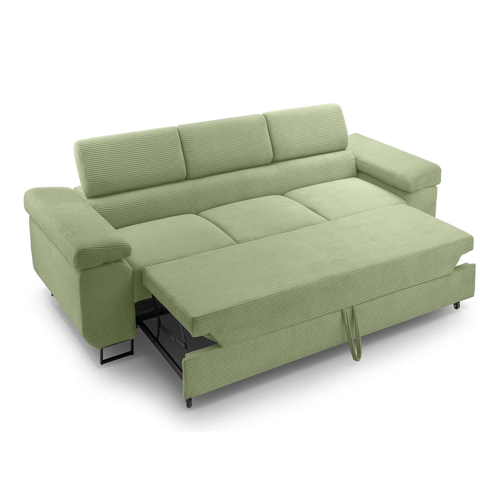Voir la diapositive 2 : BEST MOBILIER Pablo - canapé 3 places - convertible avec têtières réglables - en velours côtelé