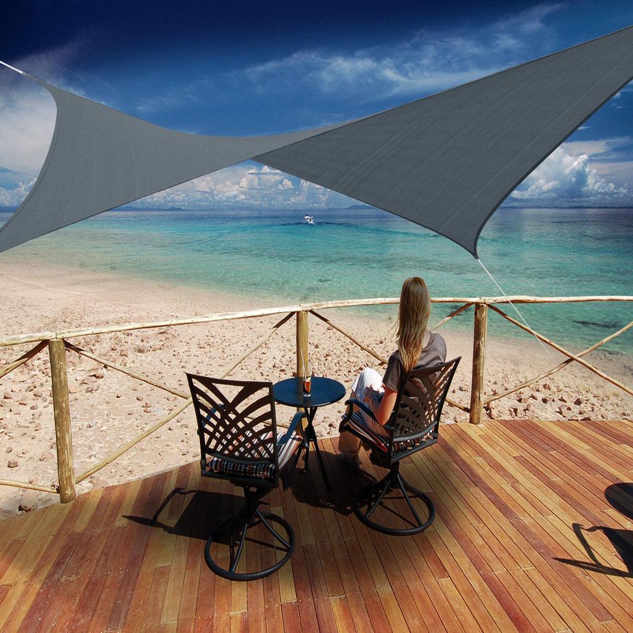 Jardiline Voile d'ombrage rectangulaire 4 x 3 m - austral - ardoise - jardiline