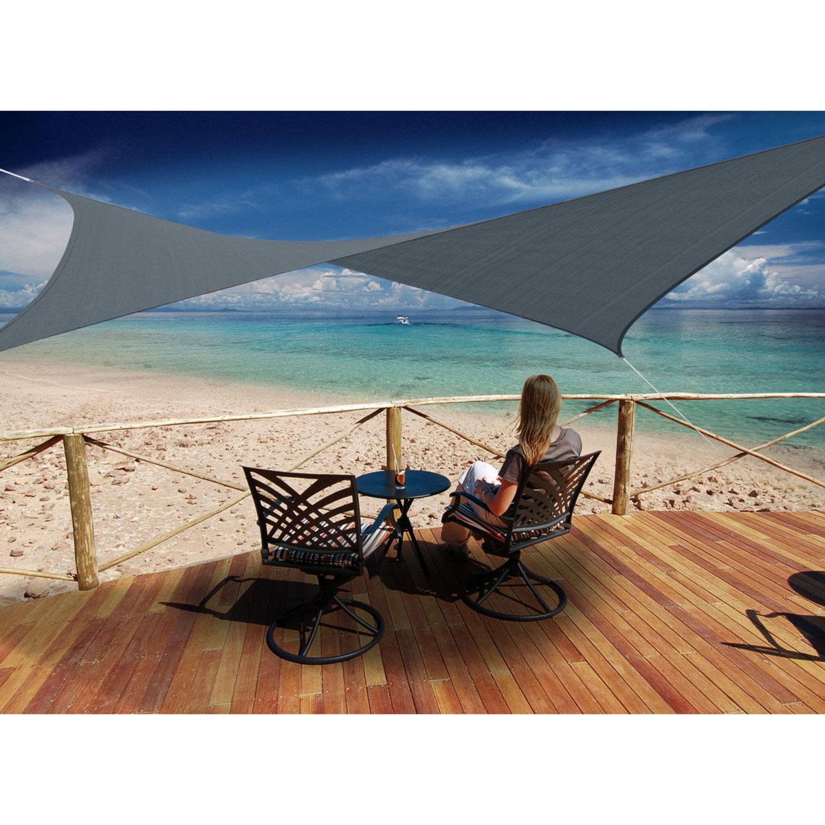 Jardiline Voile d'ombrage rectangulaire 4 x 3 m - Austral - Ardoise - Jardiline