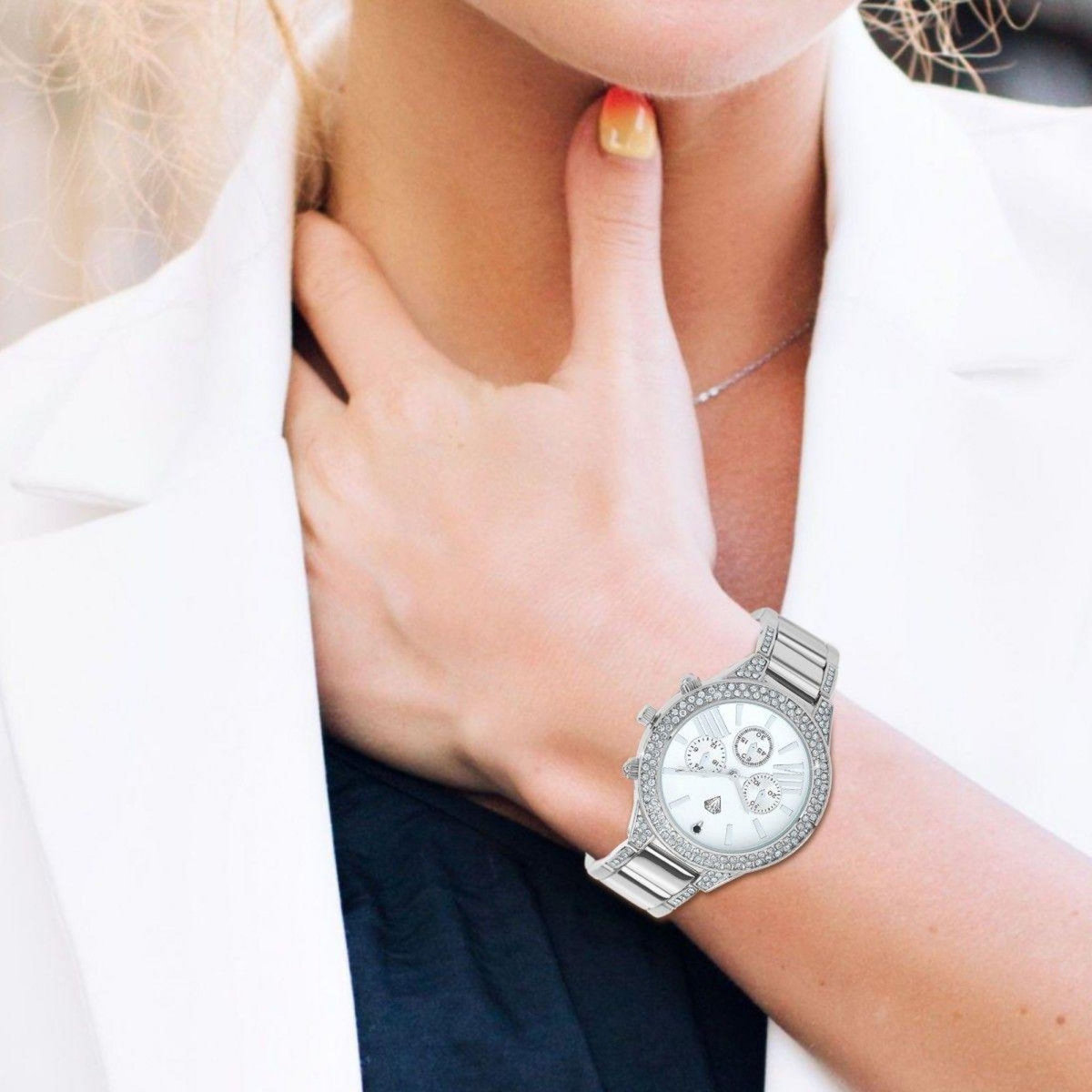 SC CRYSTAL Montre Angelina élégante ornée de Cristaux scintillants et d'un véritable diamant noir par SC Crystal